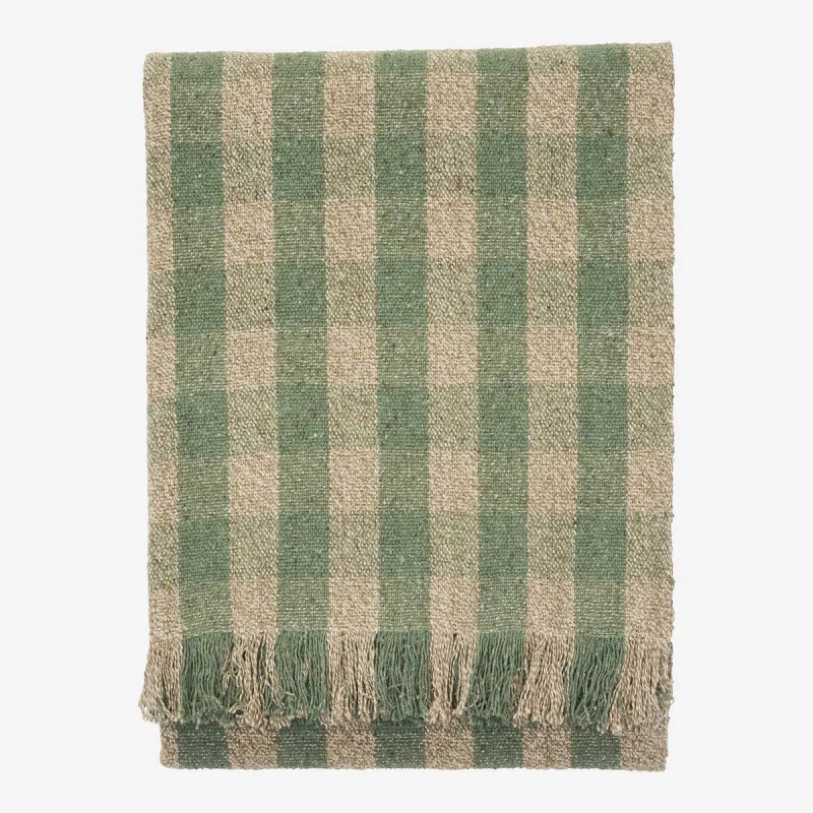 Recycled Cotton Throw In Green Check