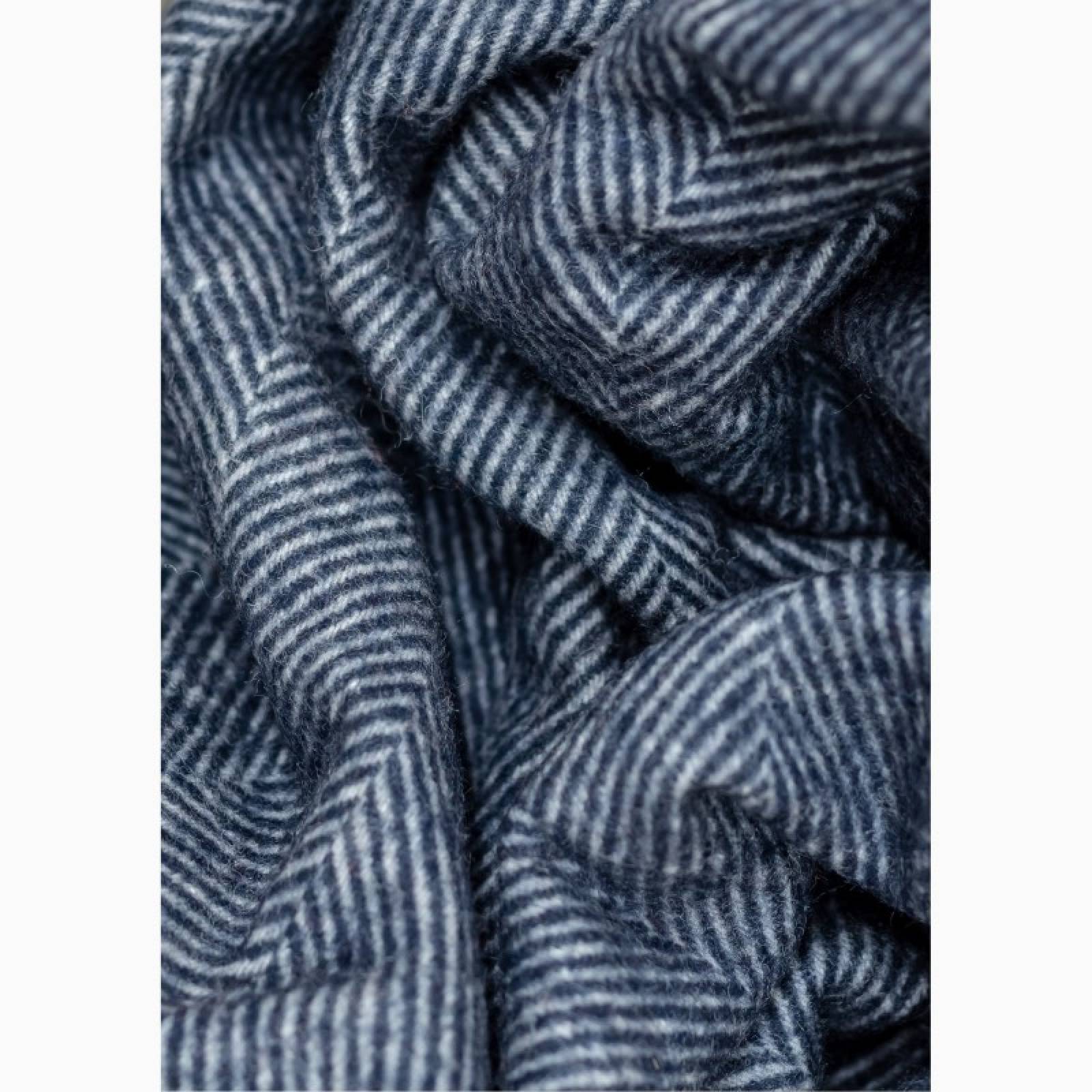 Recycled Wool Knee Blanket In Navy Herringbone thumbnails