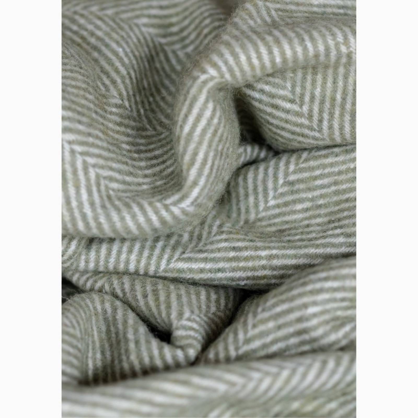 Recycled Wool Knee Blanket In Olive Herringbone thumbnails
