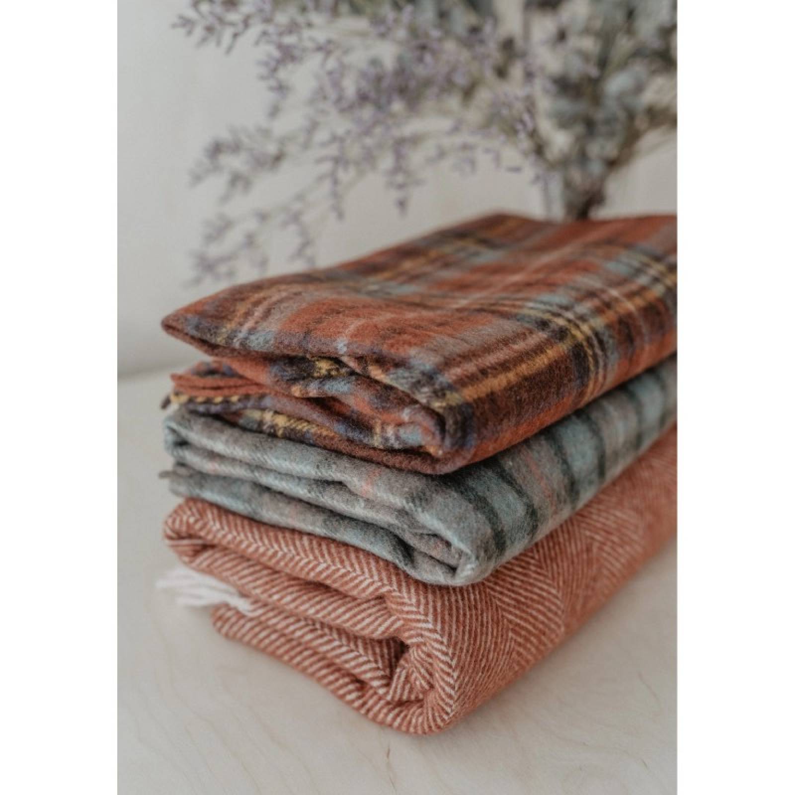 Recycled Wool Knee Blanket In Stewart Royal Antique Tartan thumbnails
