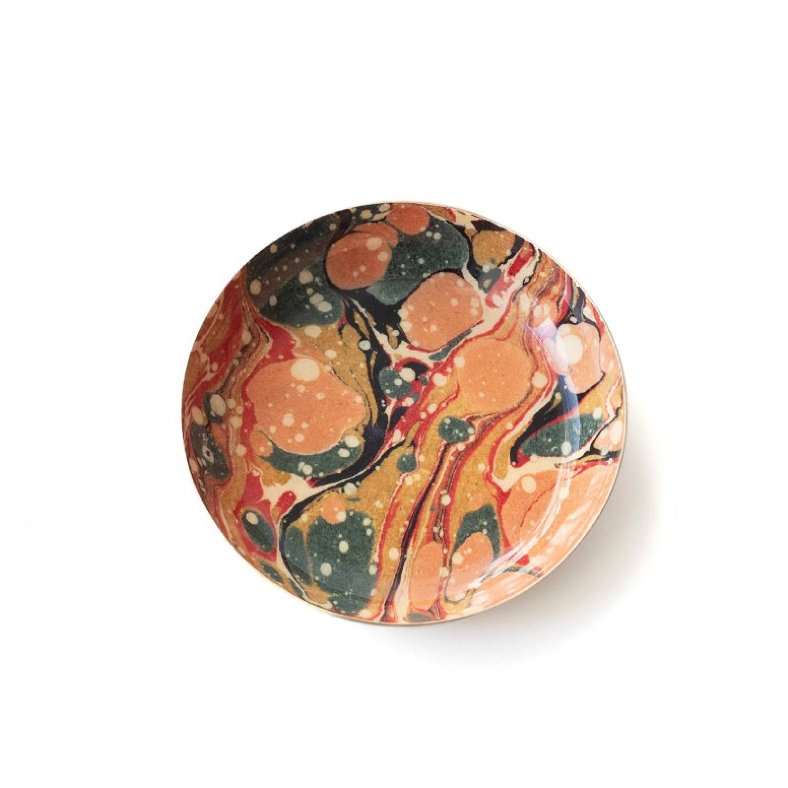 Red Marbled - Small Round Enamel Tray