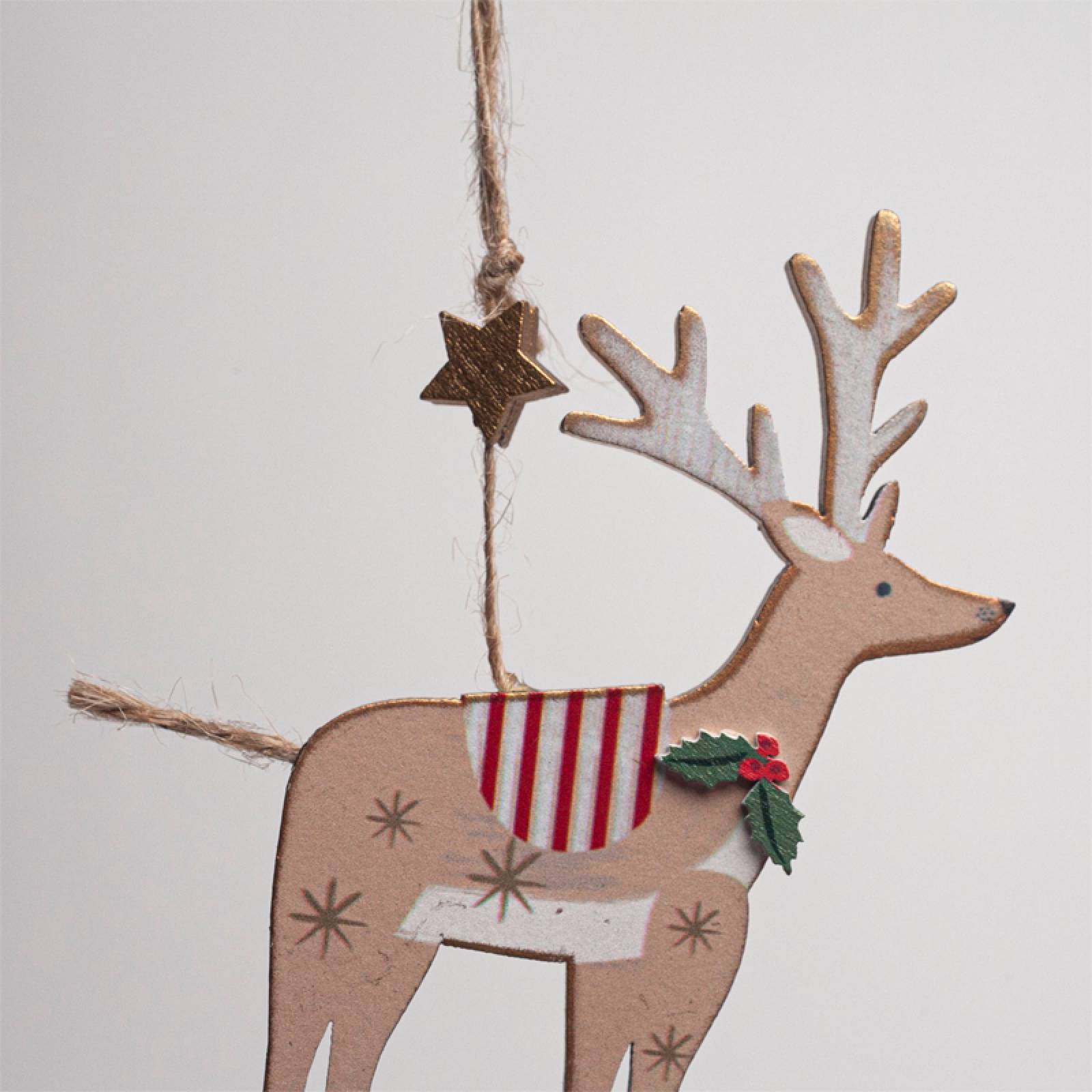 Wooden Reindeer On Wheels Hanging Christmas Decoration thumbnails