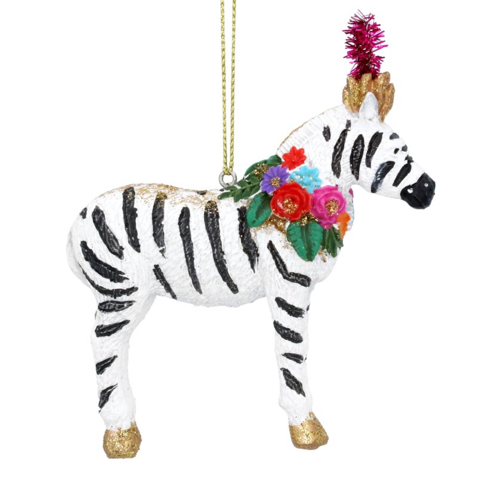 Resin Carnival Zebra Hanging Christmas Decoration