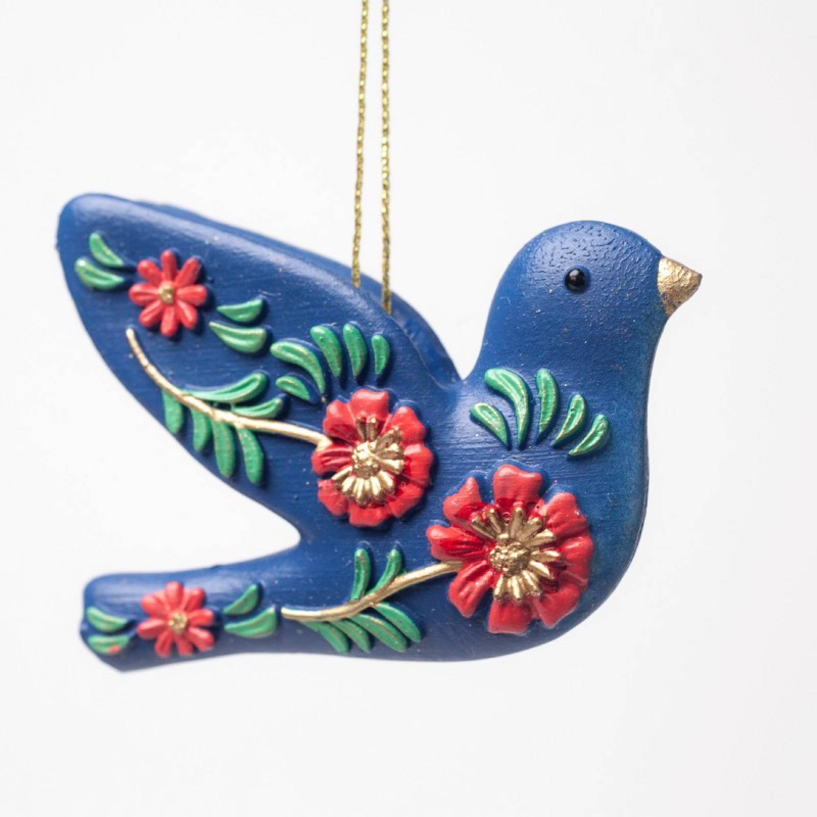 Resin Folk Art Bird Hanging Christmas Decoration