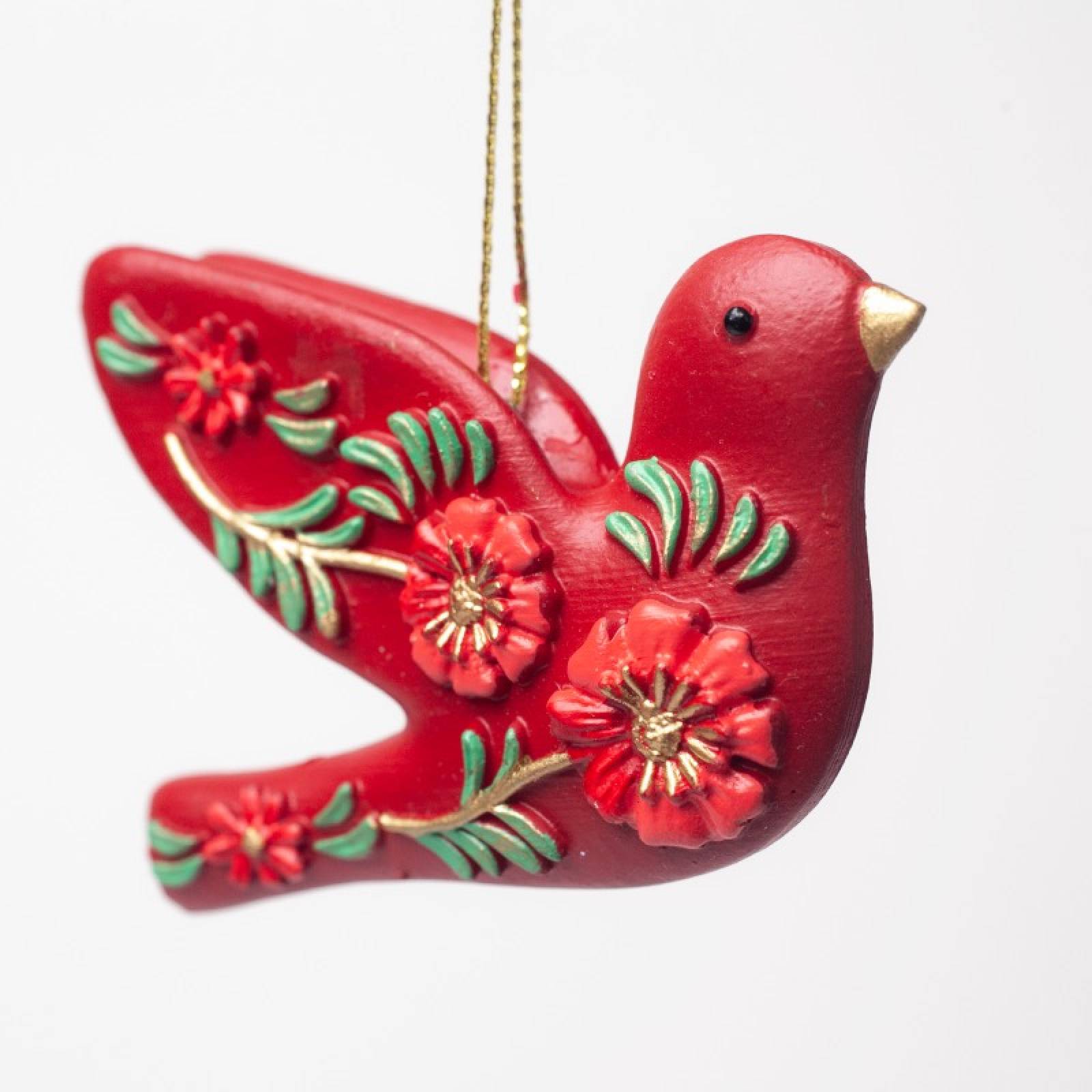 Resin Folk Art Bird Hanging Christmas Decoration thumbnails