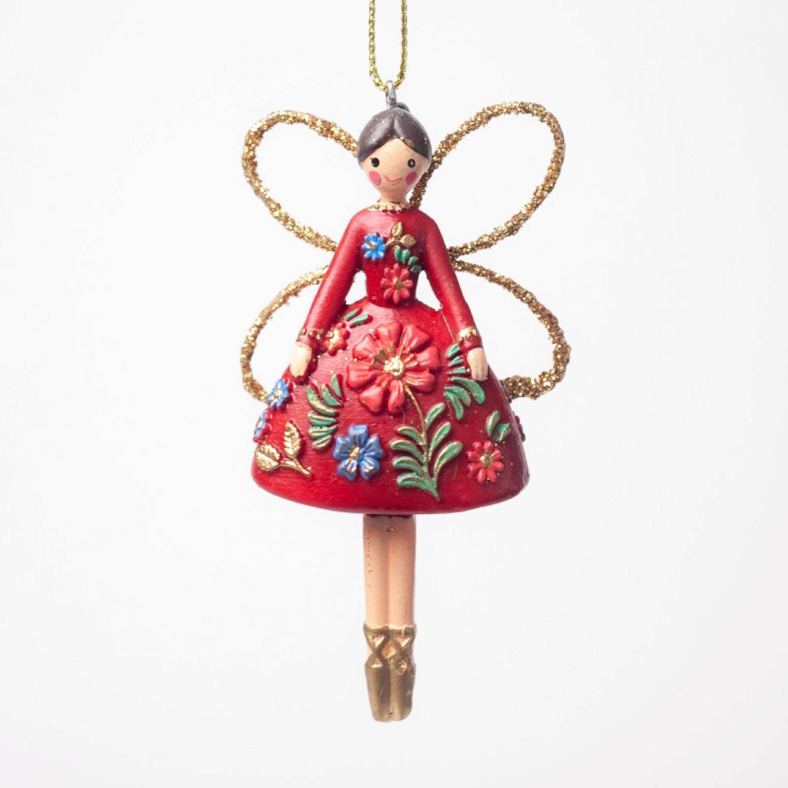 Resin Folk Art Fairy Hanging Christmas Decoration