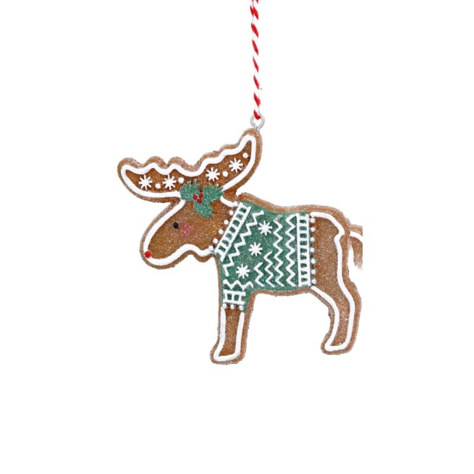 Resin Gingerbread Moose Hanging Christmas Decoration thumbnails