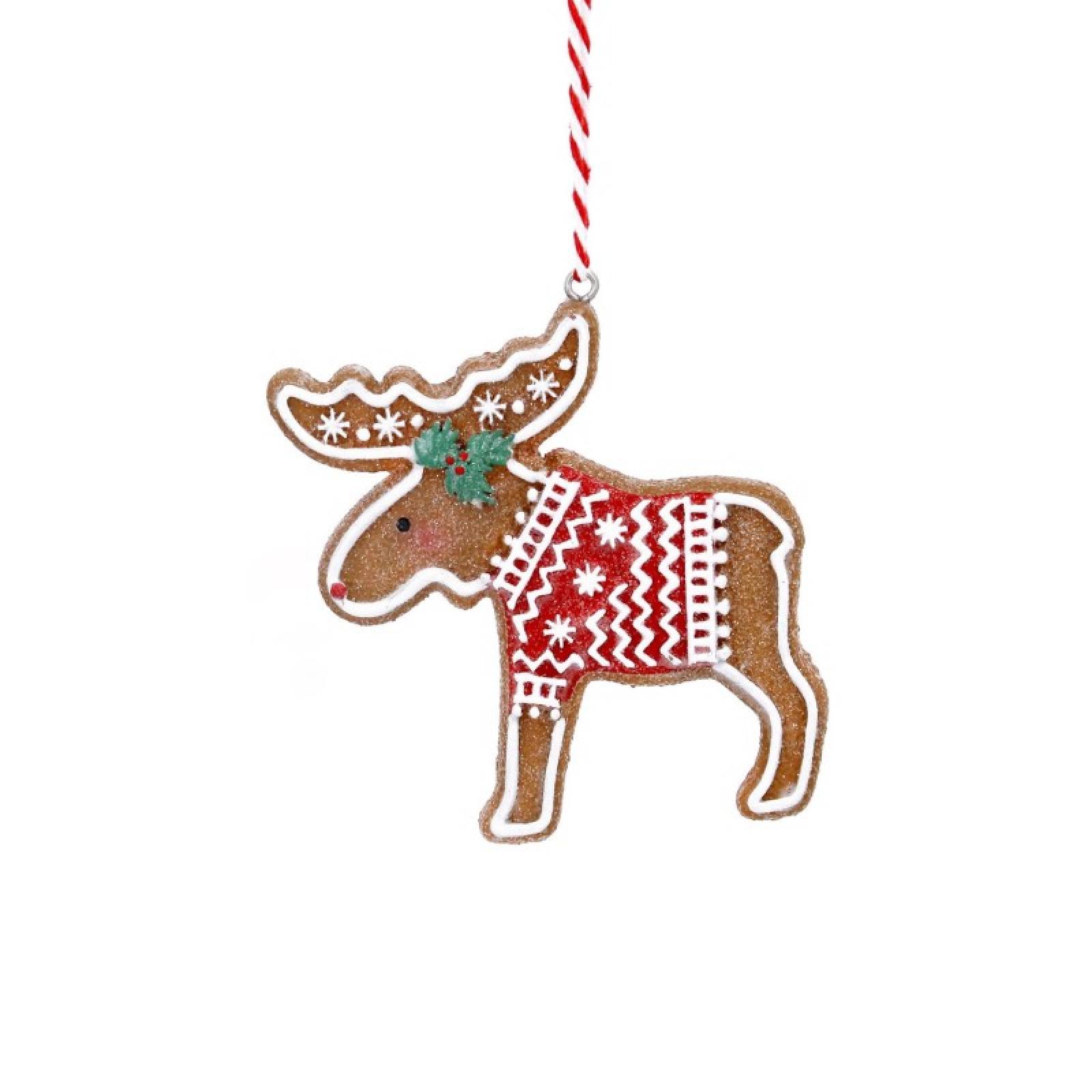 Resin Gingerbread Moose Hanging Christmas Decoration