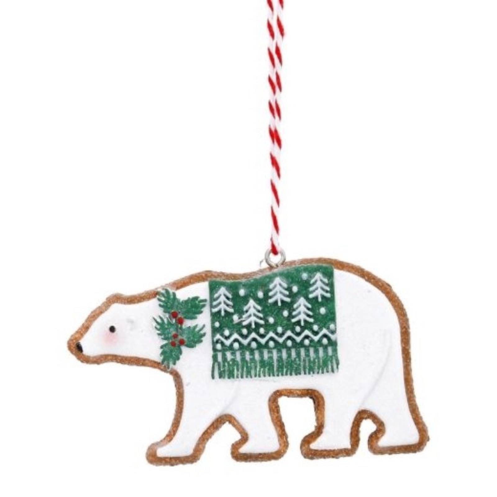 Resin Gingerbread Polar Bear Hanging Christmas Decoration thumbnails