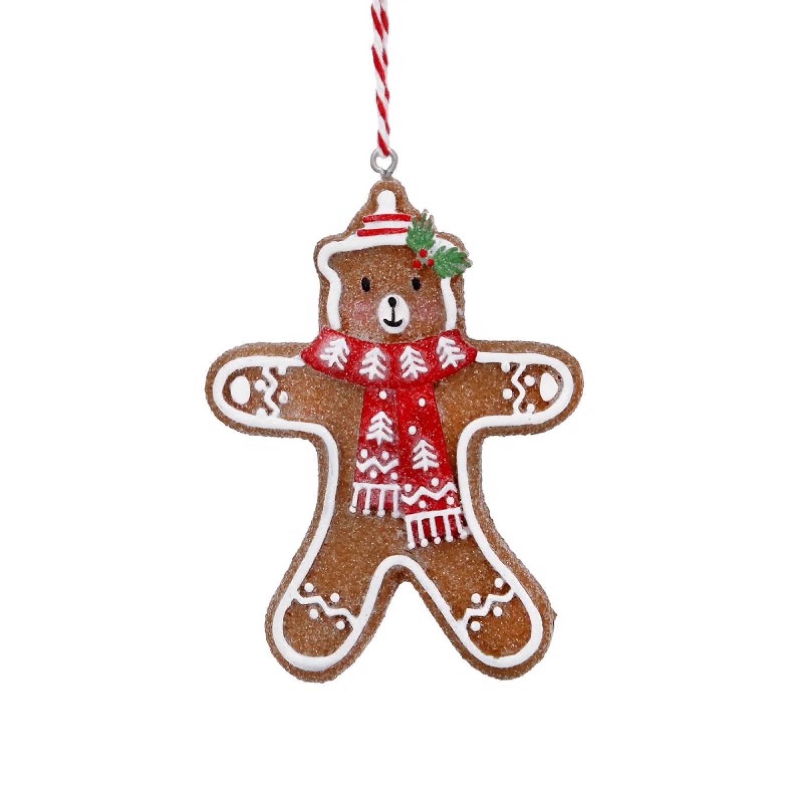 Resin Gingerbread Teddy Bear Hanging Christmas Decoration