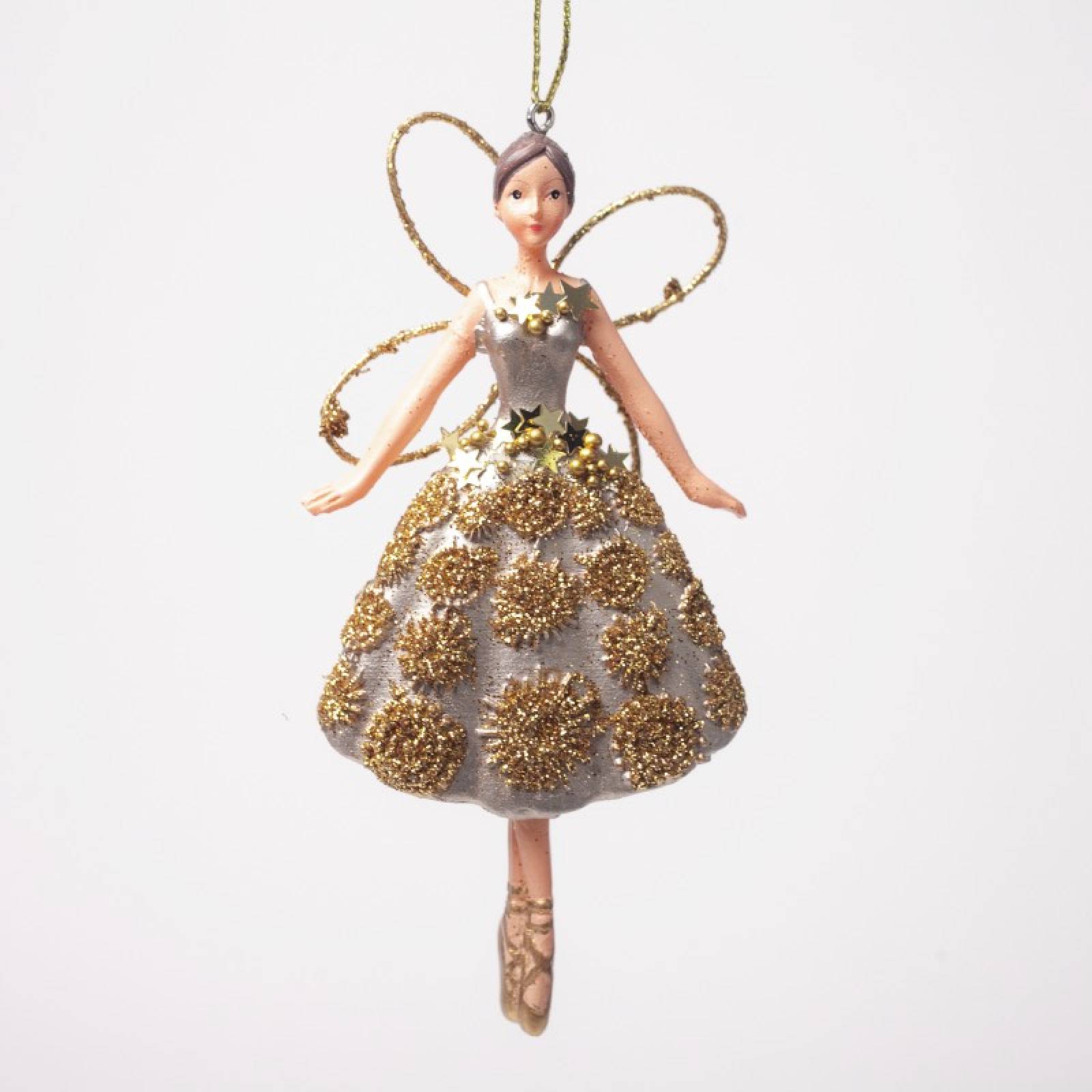 Resin Gold Two-Tone Fairy Hanging Christmas Decoration