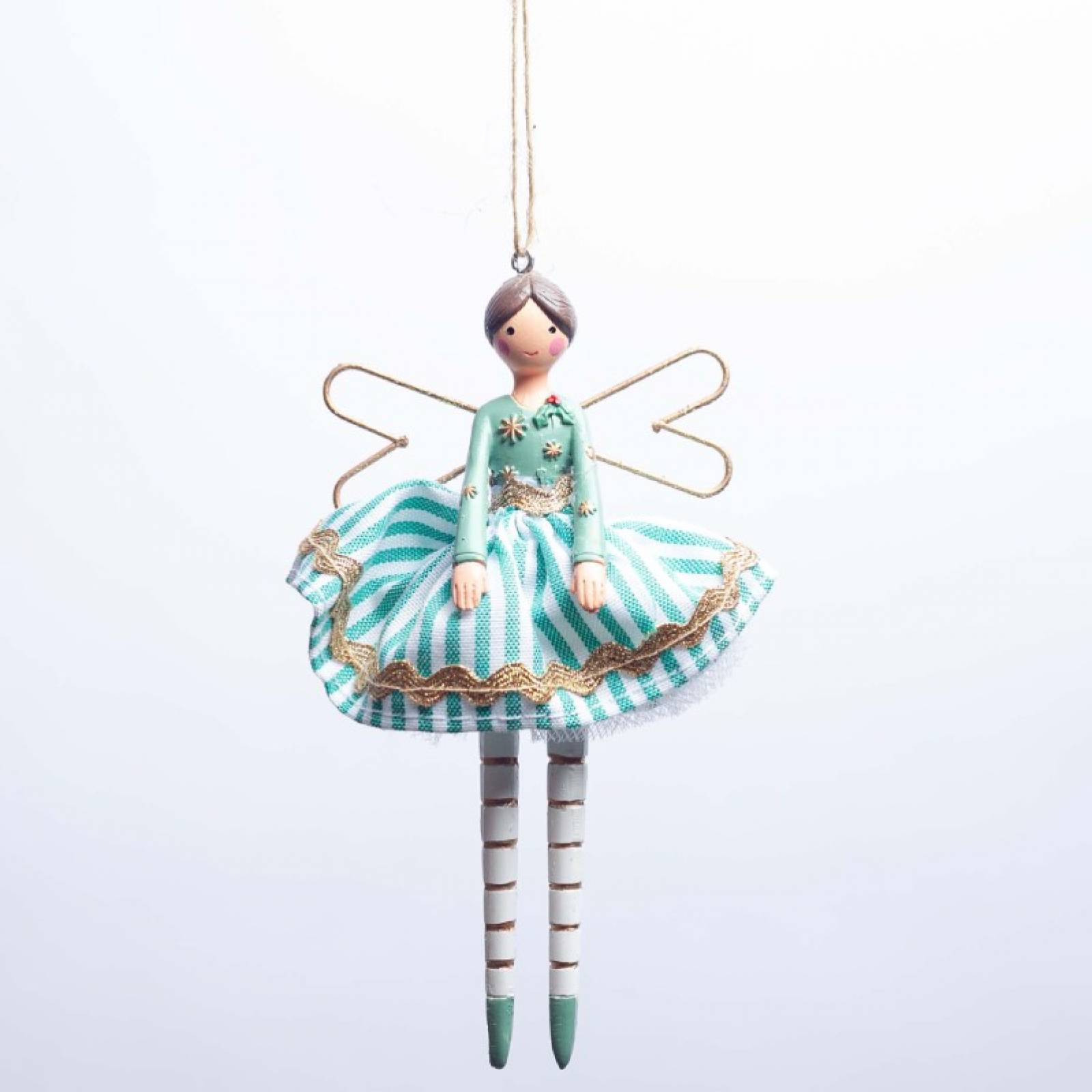 Resin Stripey Fairy Hanging Christmas Decoration thumbnails