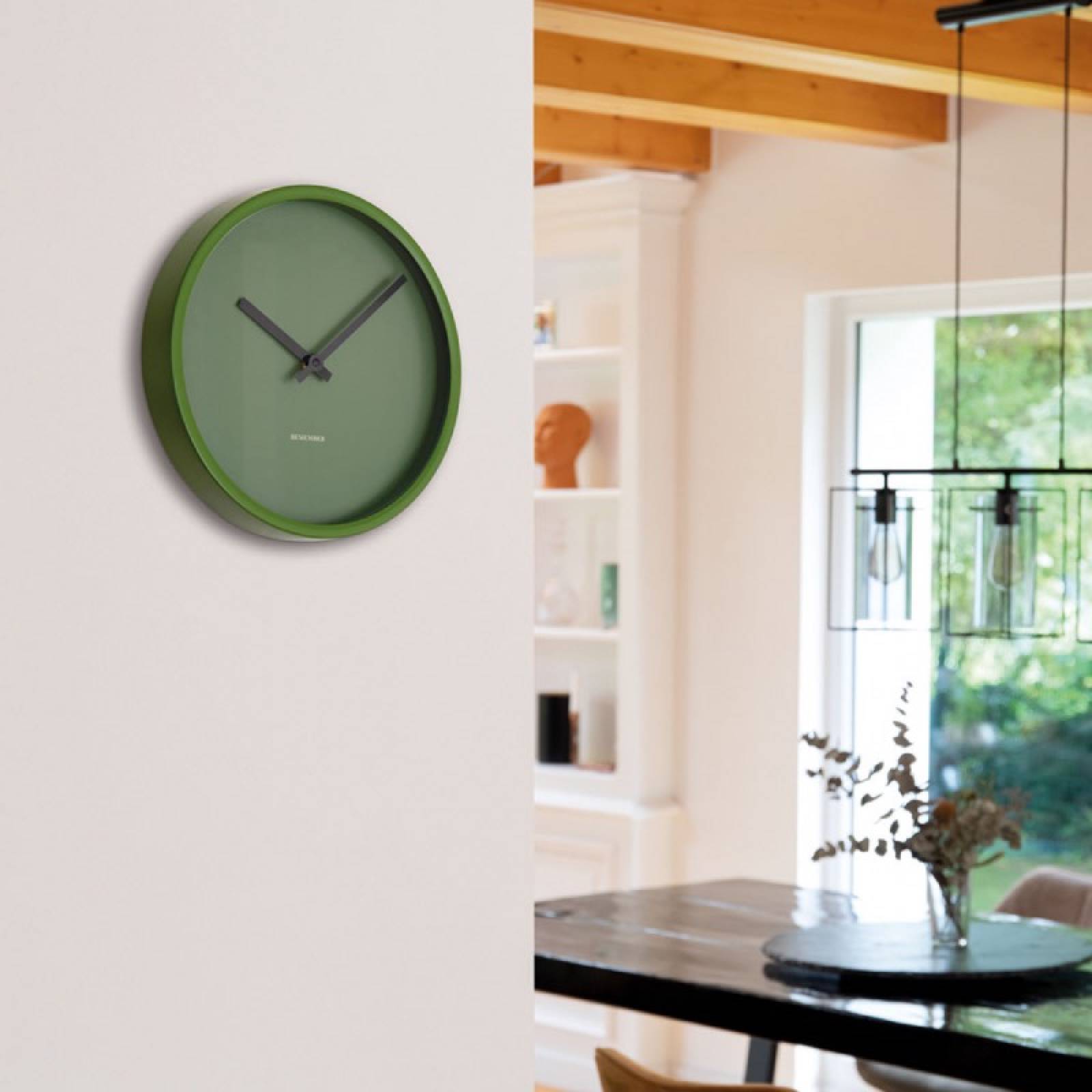 Retro Wall Clock In Forest With Green Trim thumbnails