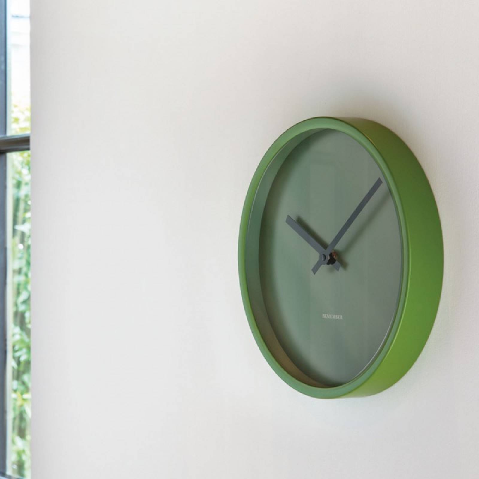 Retro Wall Clock In Forest With Green Trim thumbnails