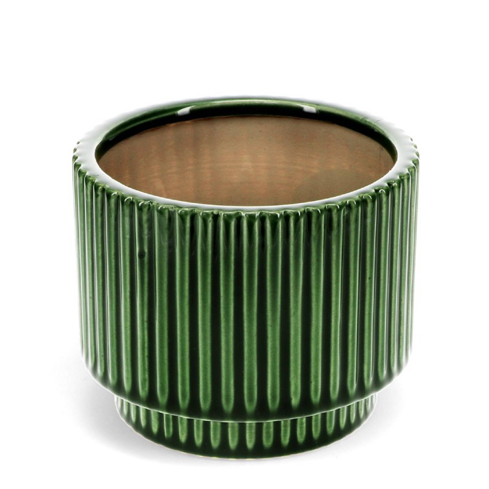 Ribbed Flower Pot In Light Green