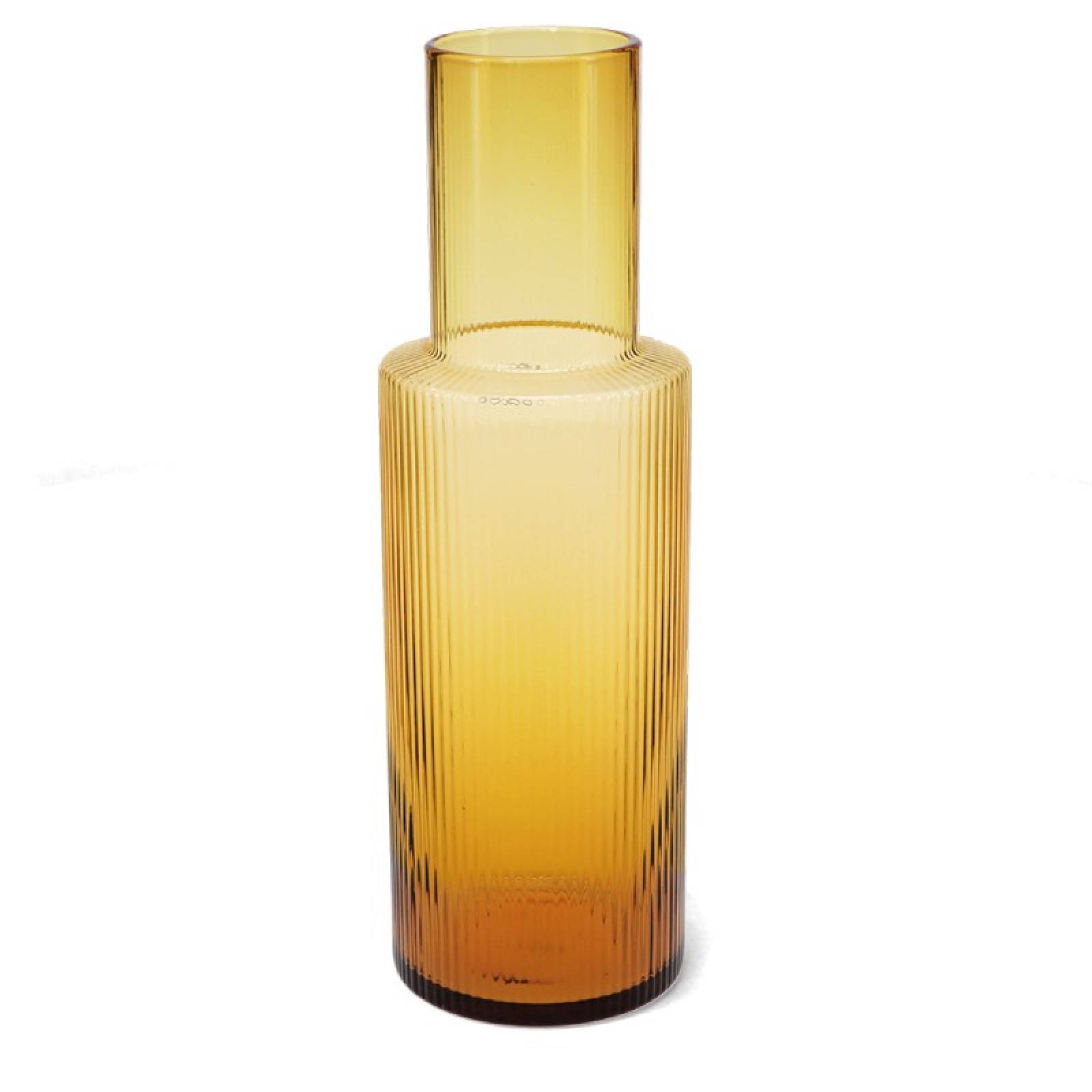 Ribbed Glass Carafe In Amber