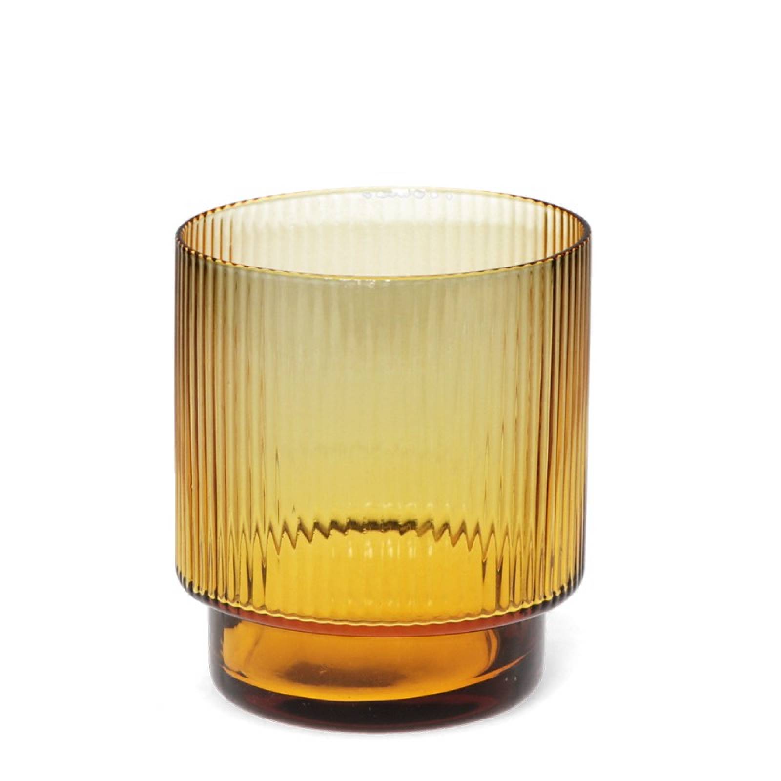 Ribbed Glass Tumbler In Amber