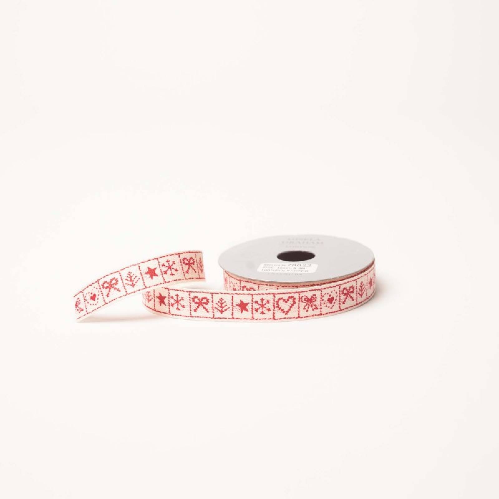 Roll Of Christmas Ribbon With Heart & Bow Design 3 Meters thumbnails