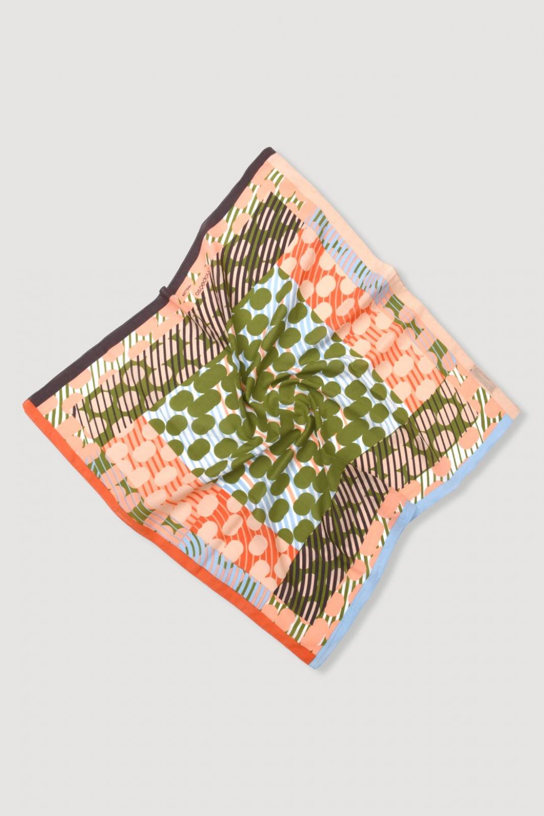 Khaki Pink Pollen Square Cotton Scarf