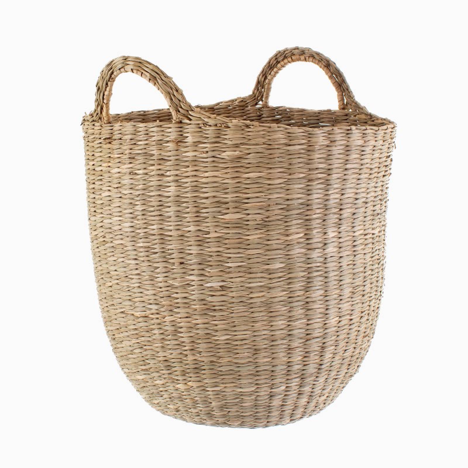 Rounded Woven Seagrass Basket With Handles H:37.5cm thumbnails