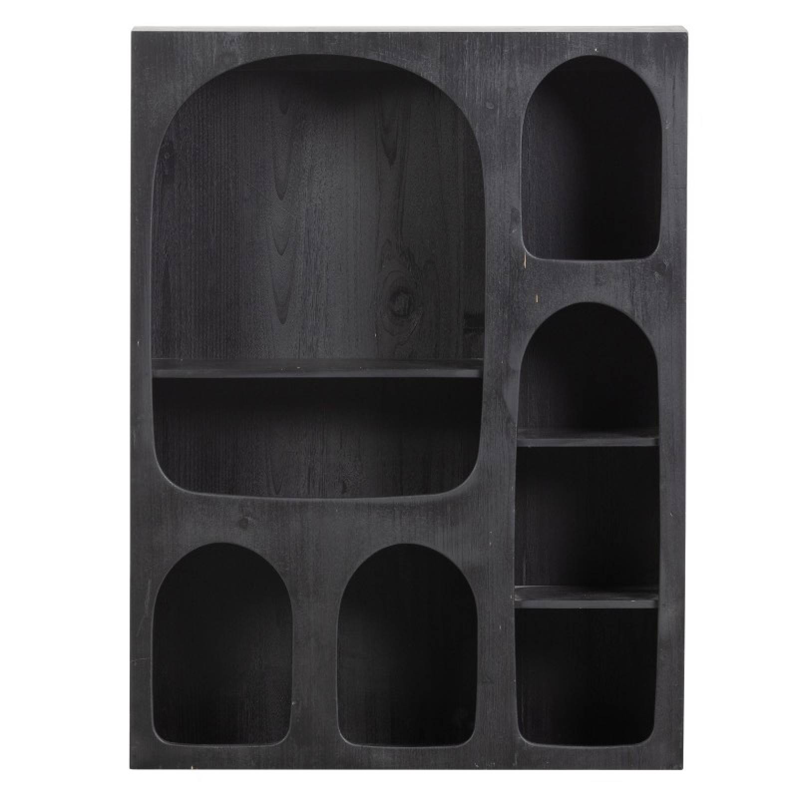 Rustic Wooden Wall Cabinet With Small Rounded Alcoves thumbnails