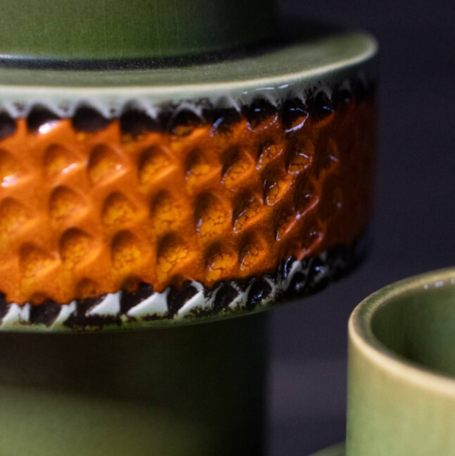 Saturn Tall Ceramic Vase In Green And Orange thumbnails