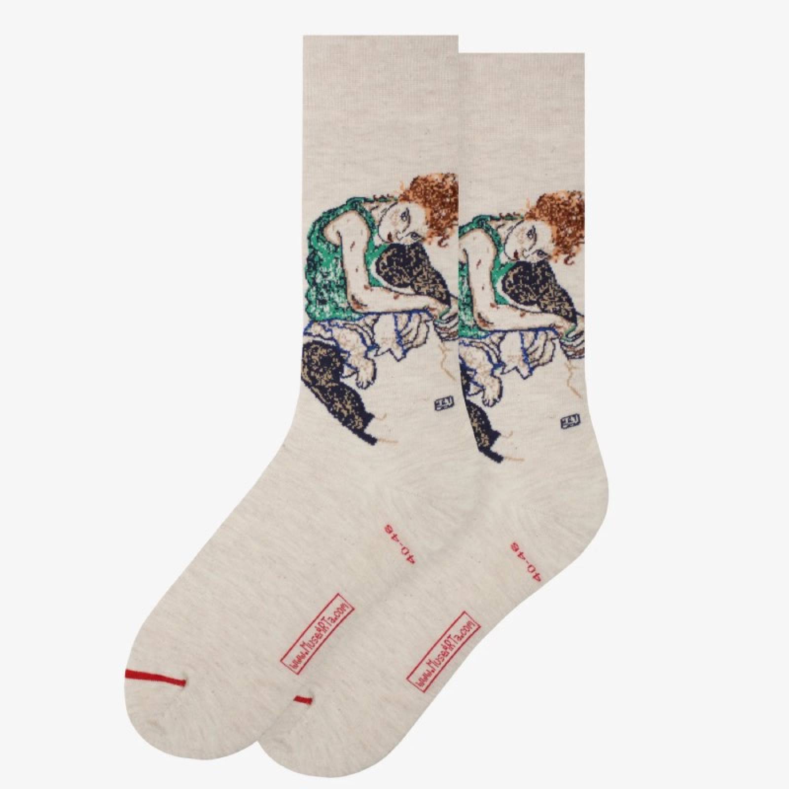 Schiele Sitting Woman - Pair Of Cotton Socks