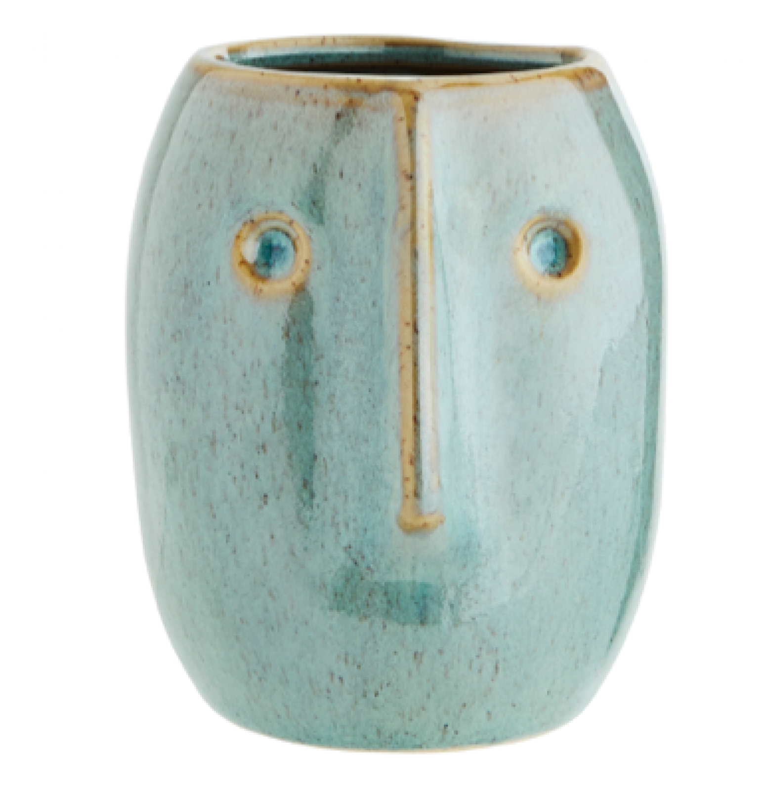 Green Stoneware Curved Face Vase 10cm