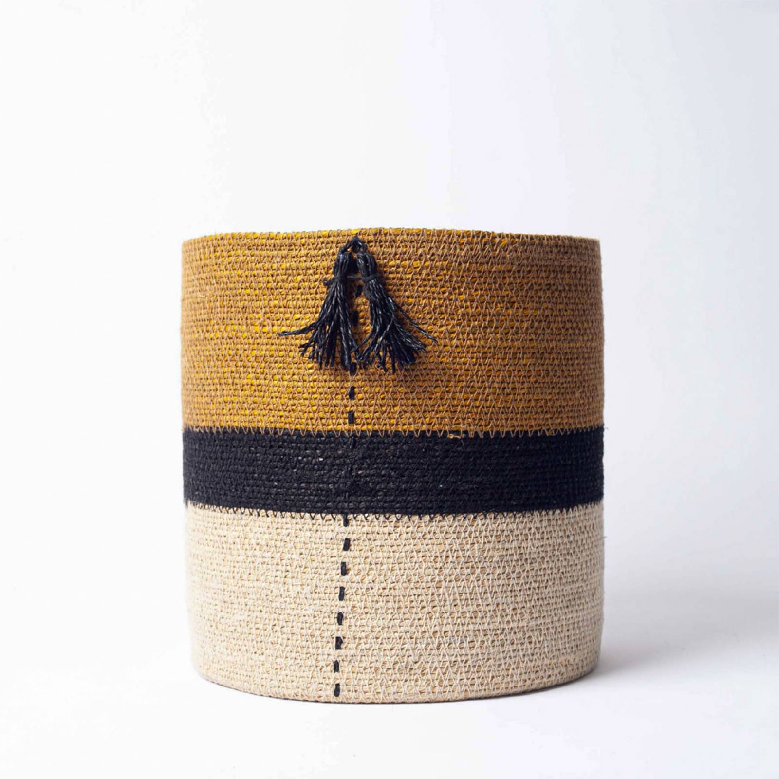 Seagrass Basket With Stripes And Tassle