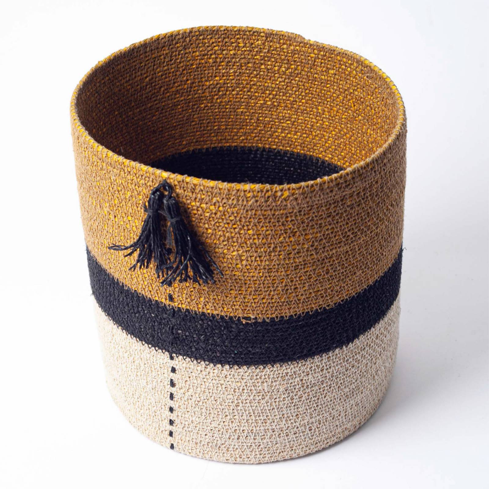 Seagrass Basket With Stripes And Tassle thumbnails