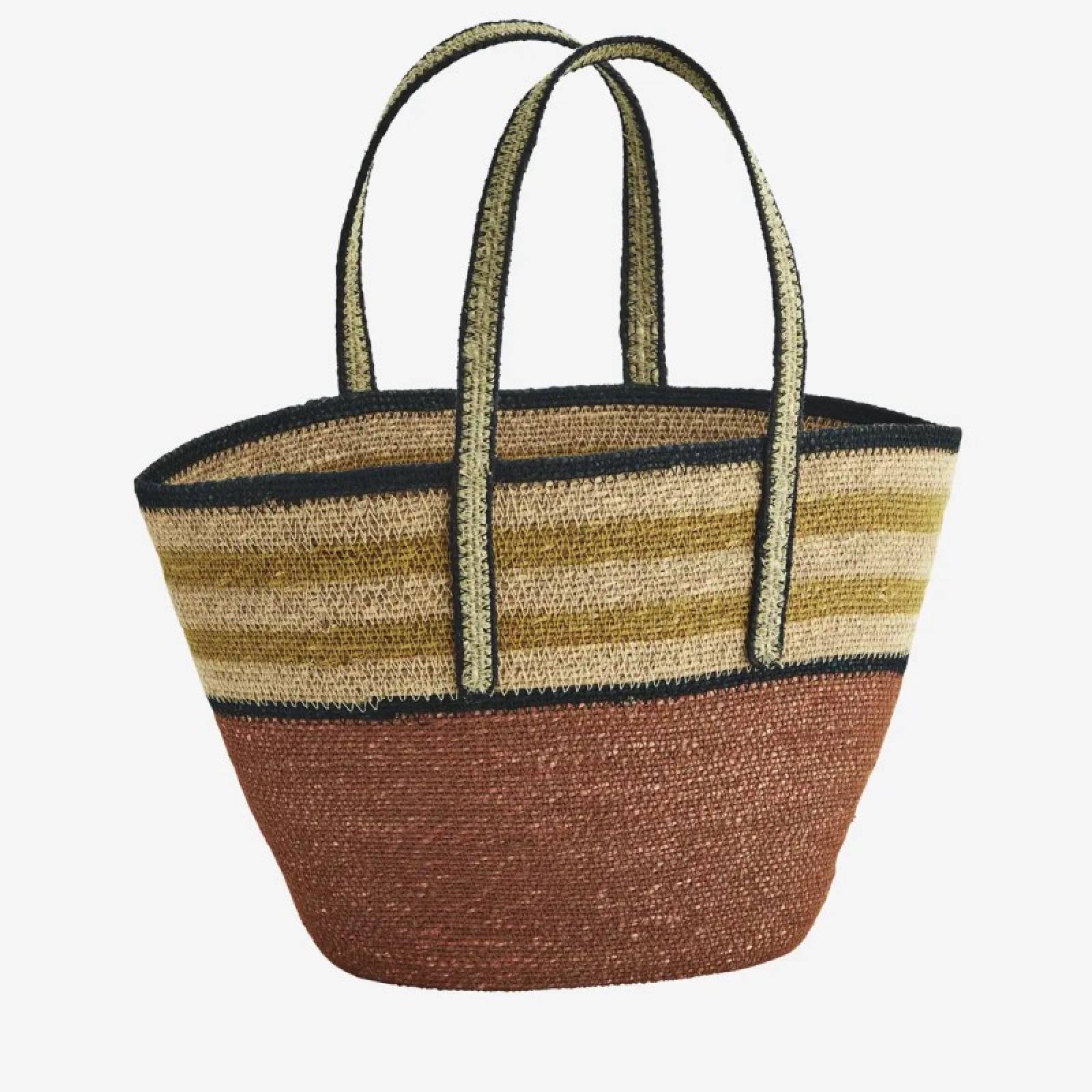 Seagrass Shopping Basket In Orange, Yellow & Black