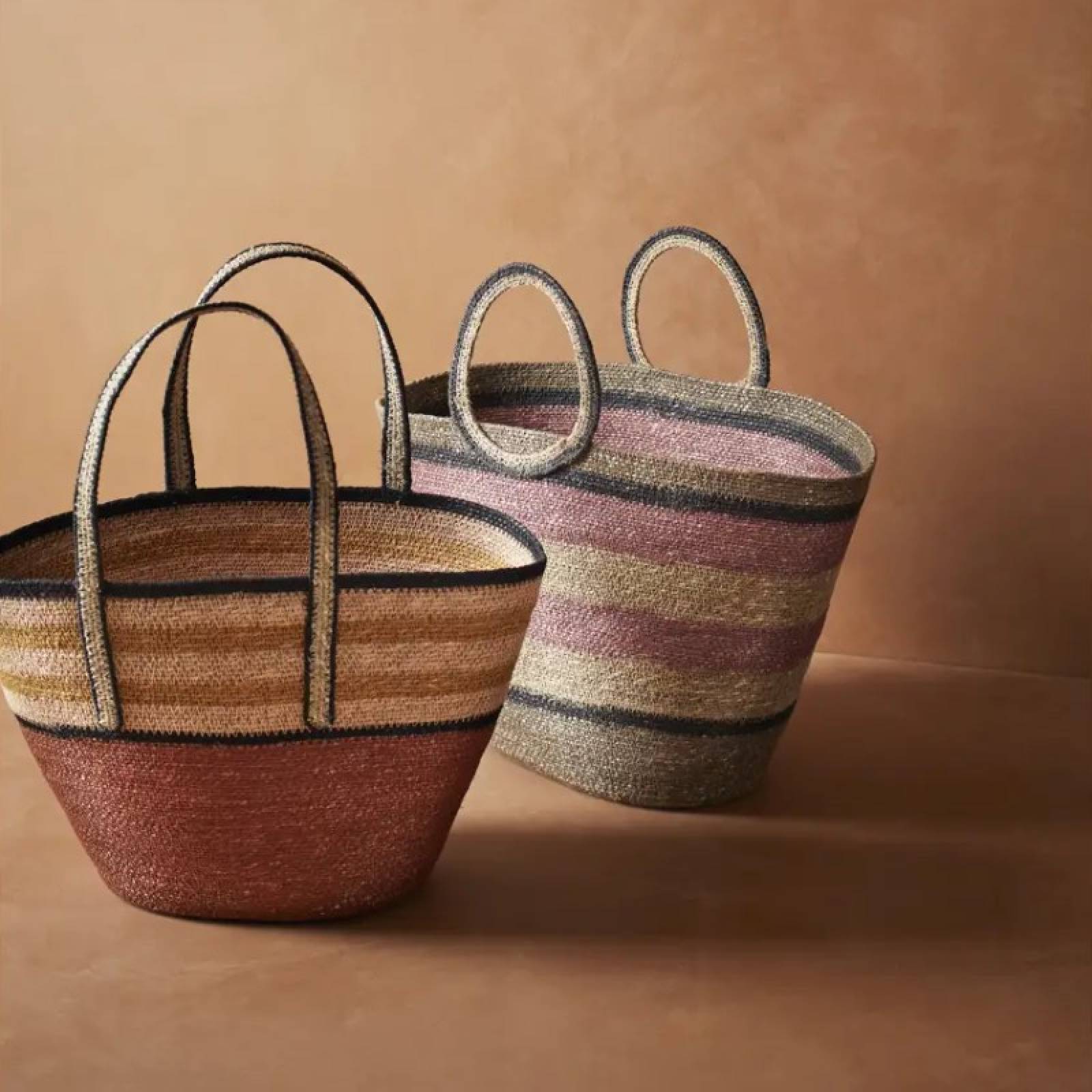 Seagrass Shopping Basket In Orange, Yellow & Black thumbnails