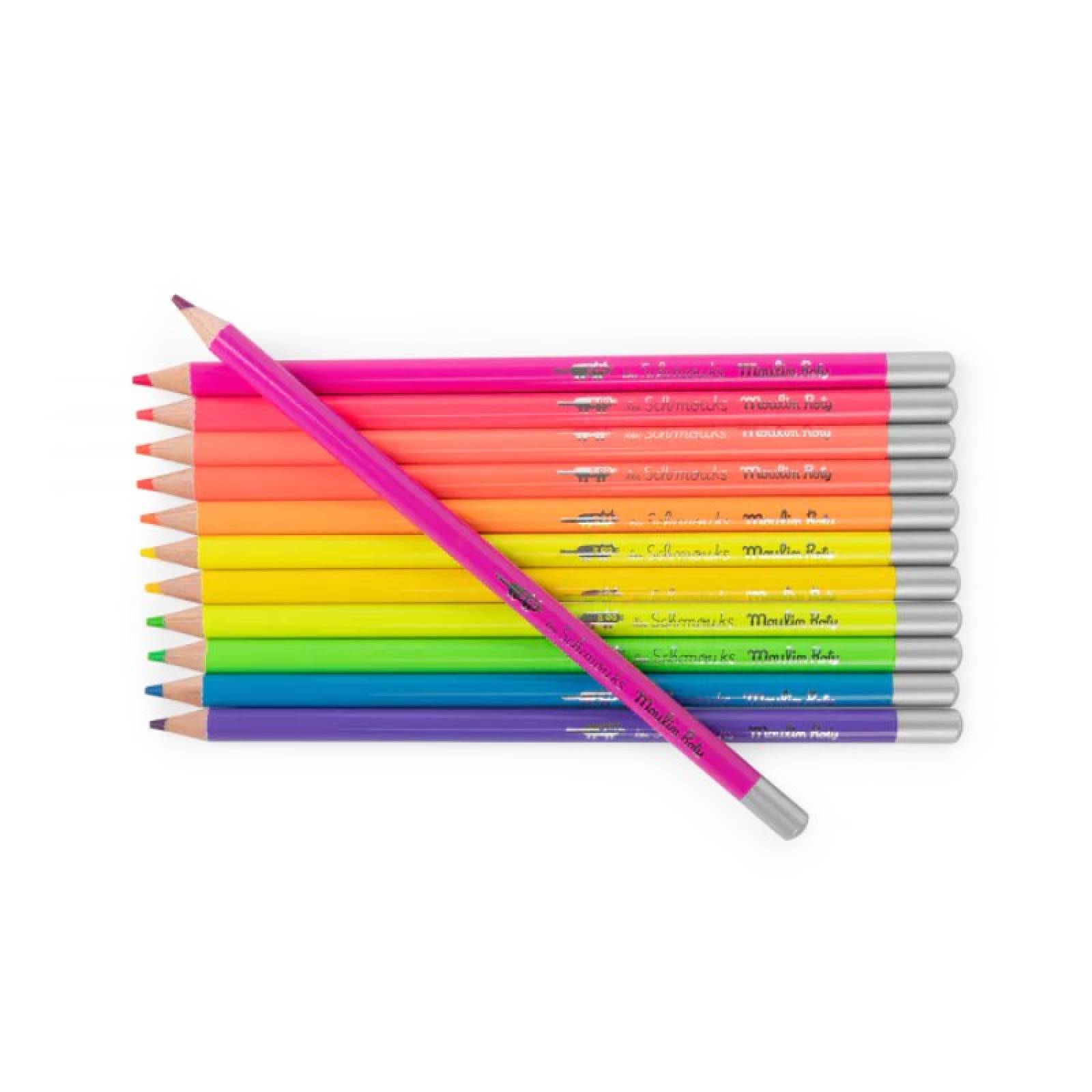 Set Of 12 Neon Colouring Pencils In Tin By Moulin Roty 3+ thumbnails