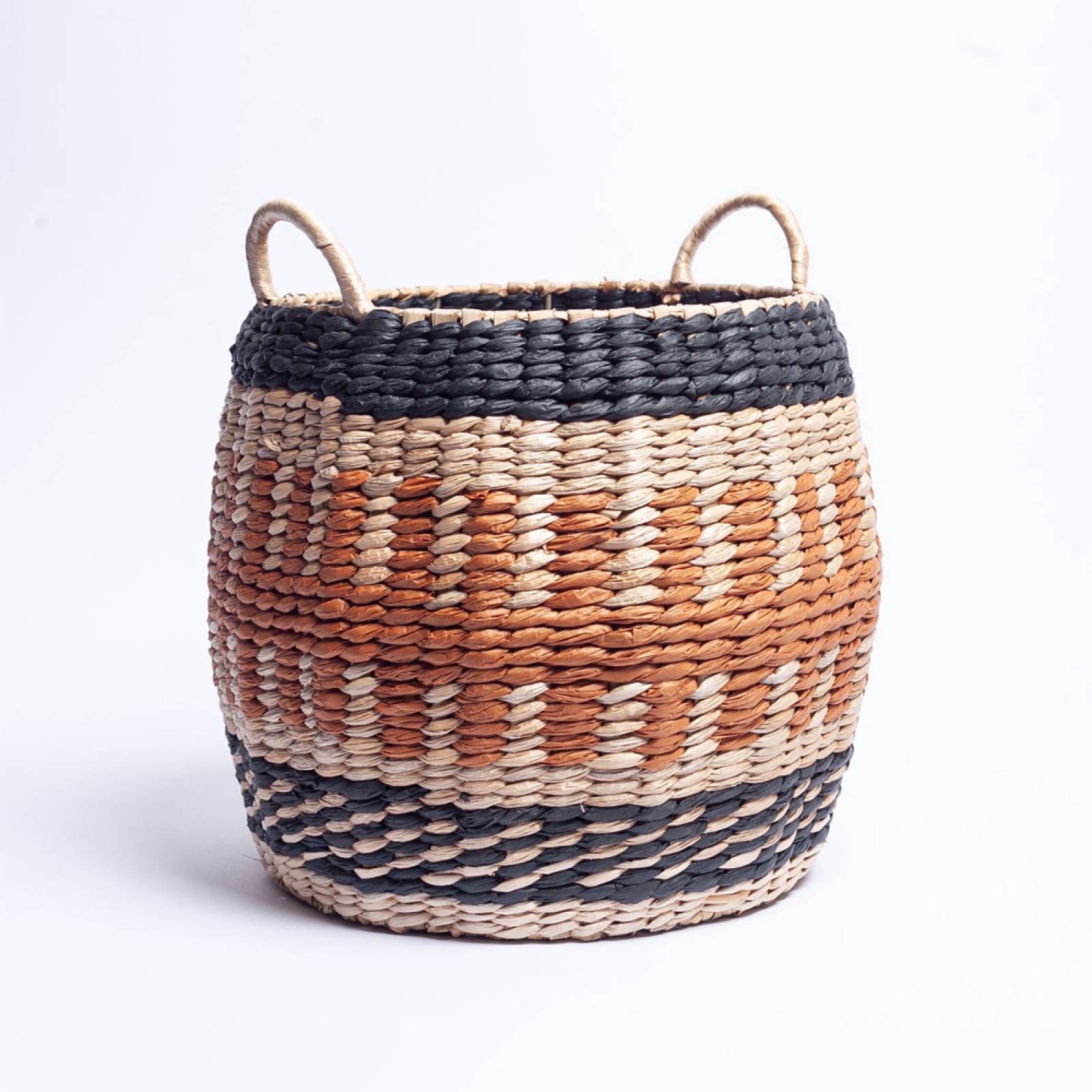 Set Of 2 Baskets With Orange & Black Patterns & Handles thumbnails