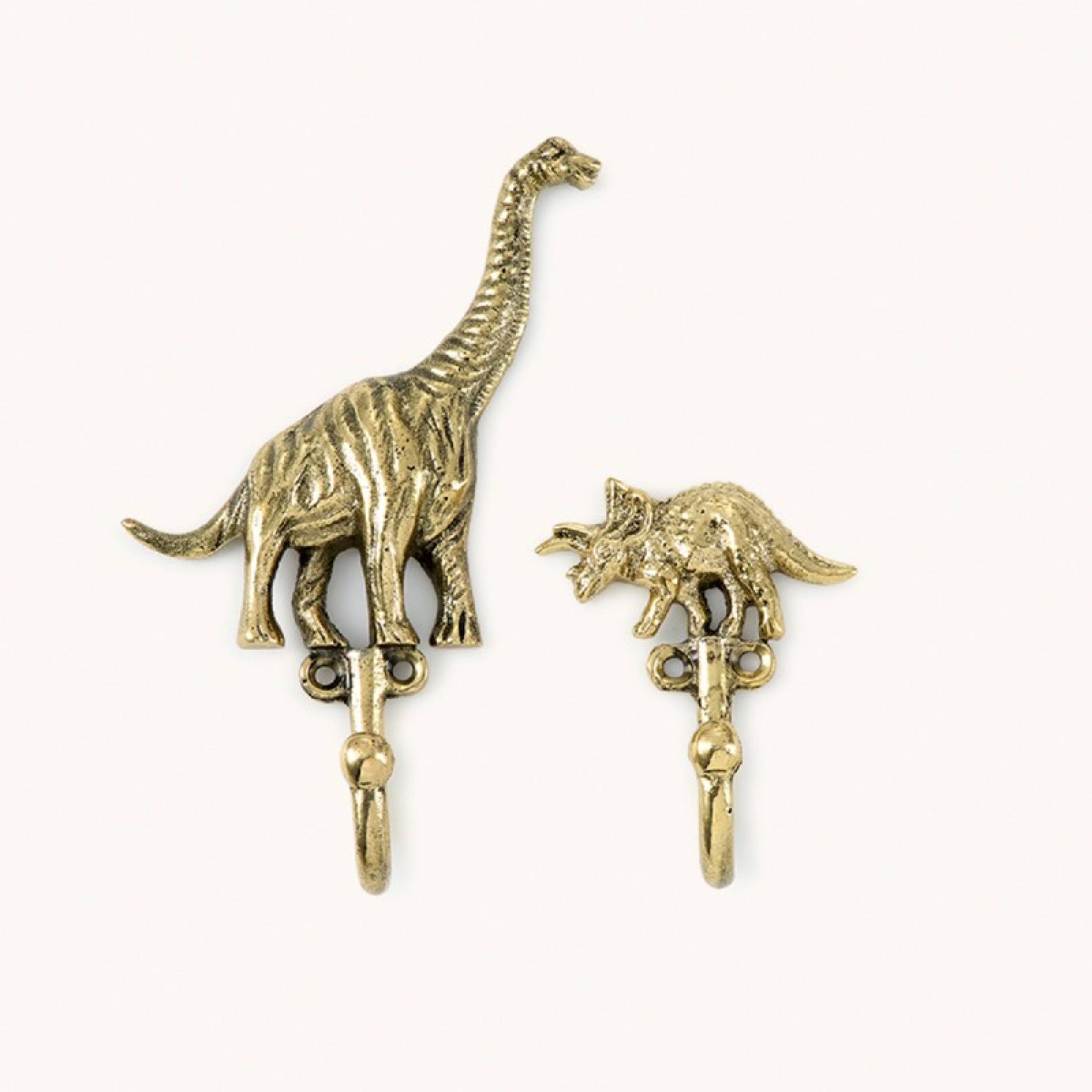 Set Of 2 Brass Dinosaur Hooks