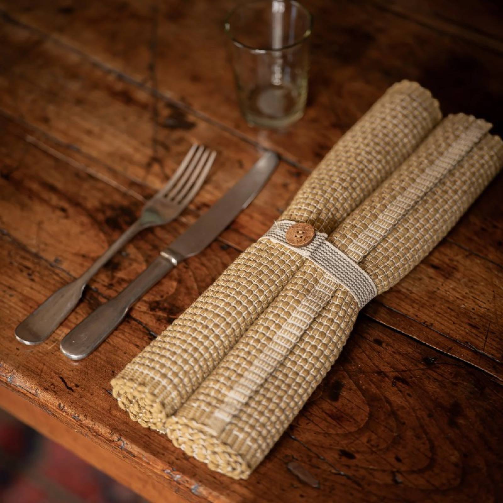 Set Of 2 Woven Rectangular Placemats In Sunset