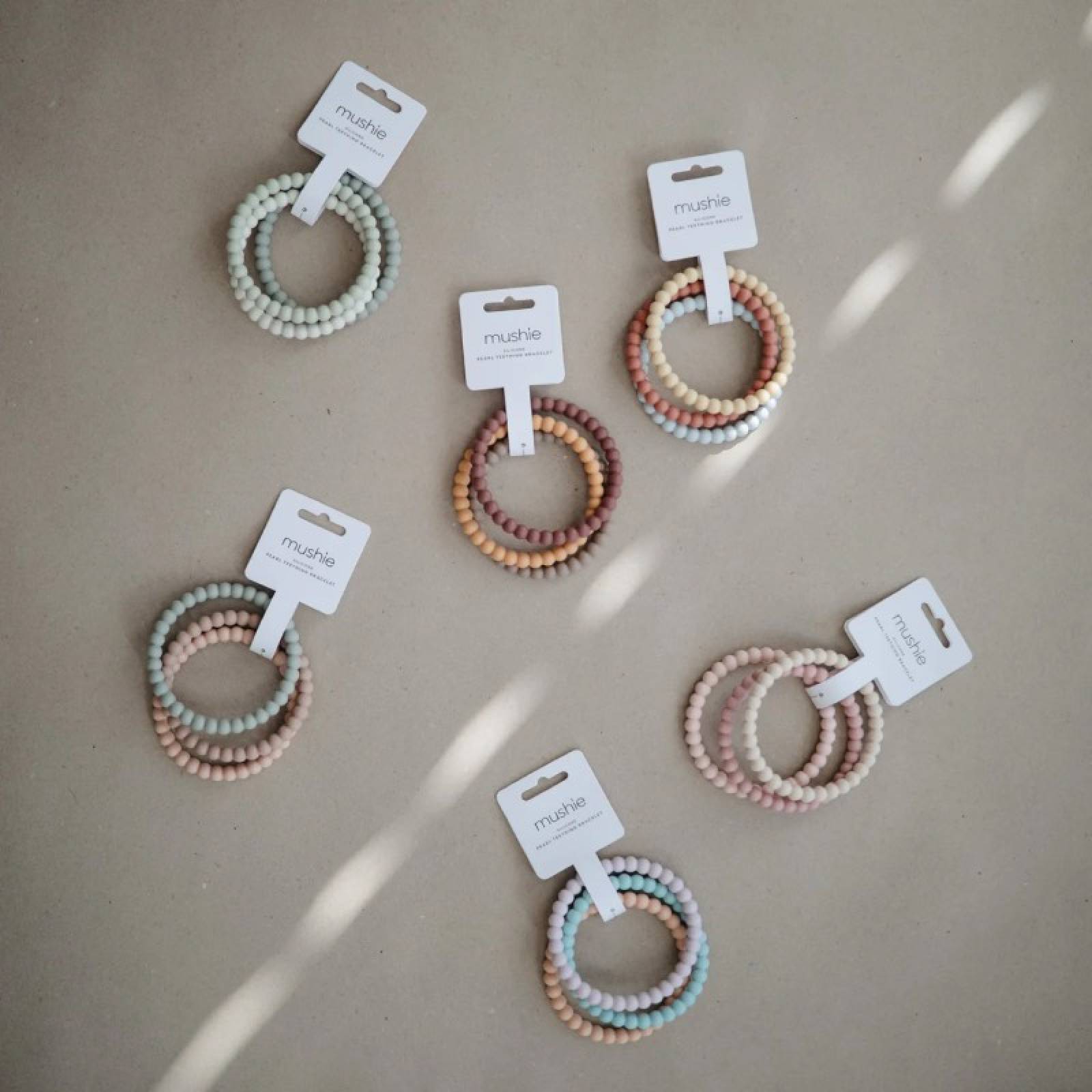 Set Of 3 Silicone Pearl Teether Bracelets In Mellow 3+ thumbnails