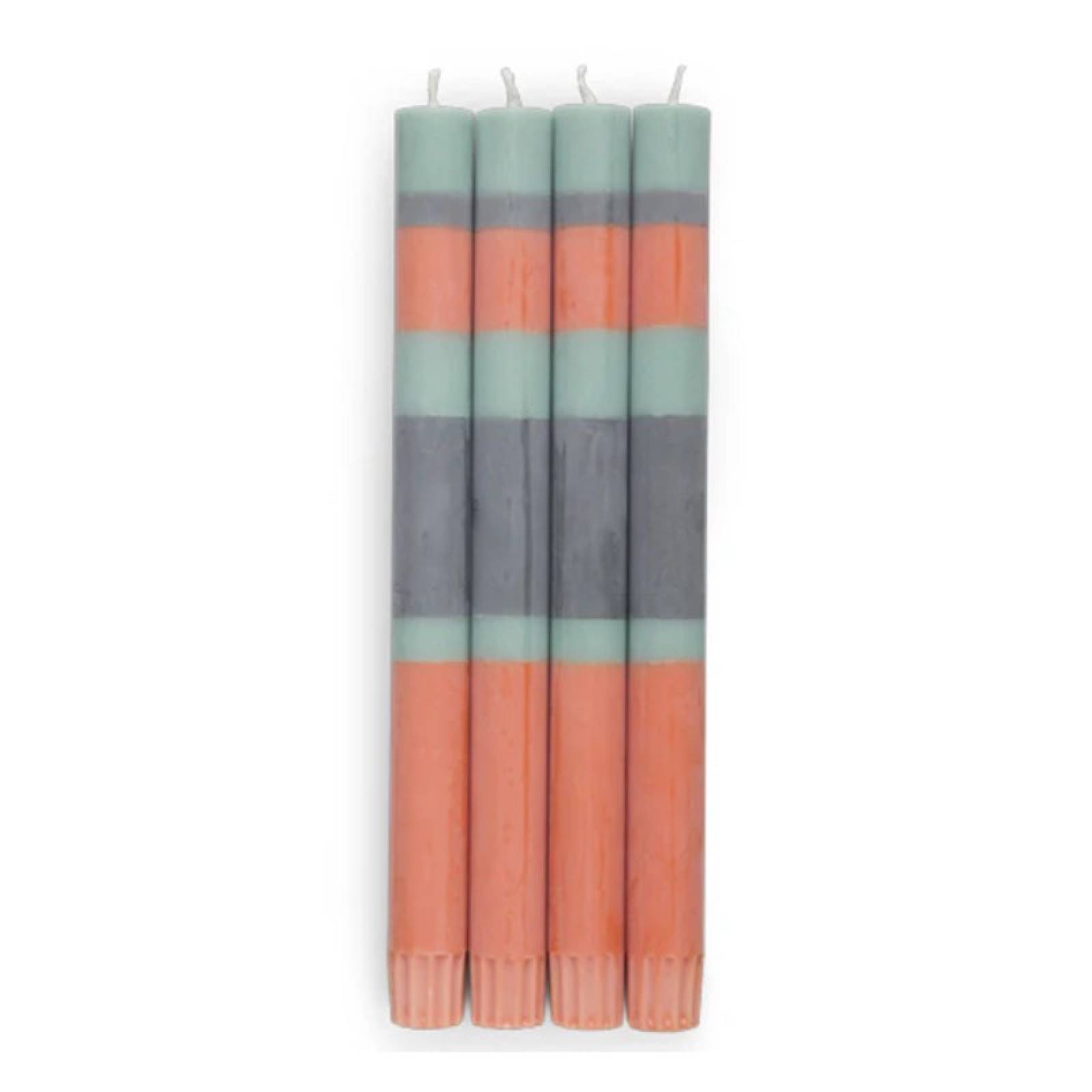 Set Of 4 Eco Dinner Candles In Marigold, Gunmetal & Opaline
