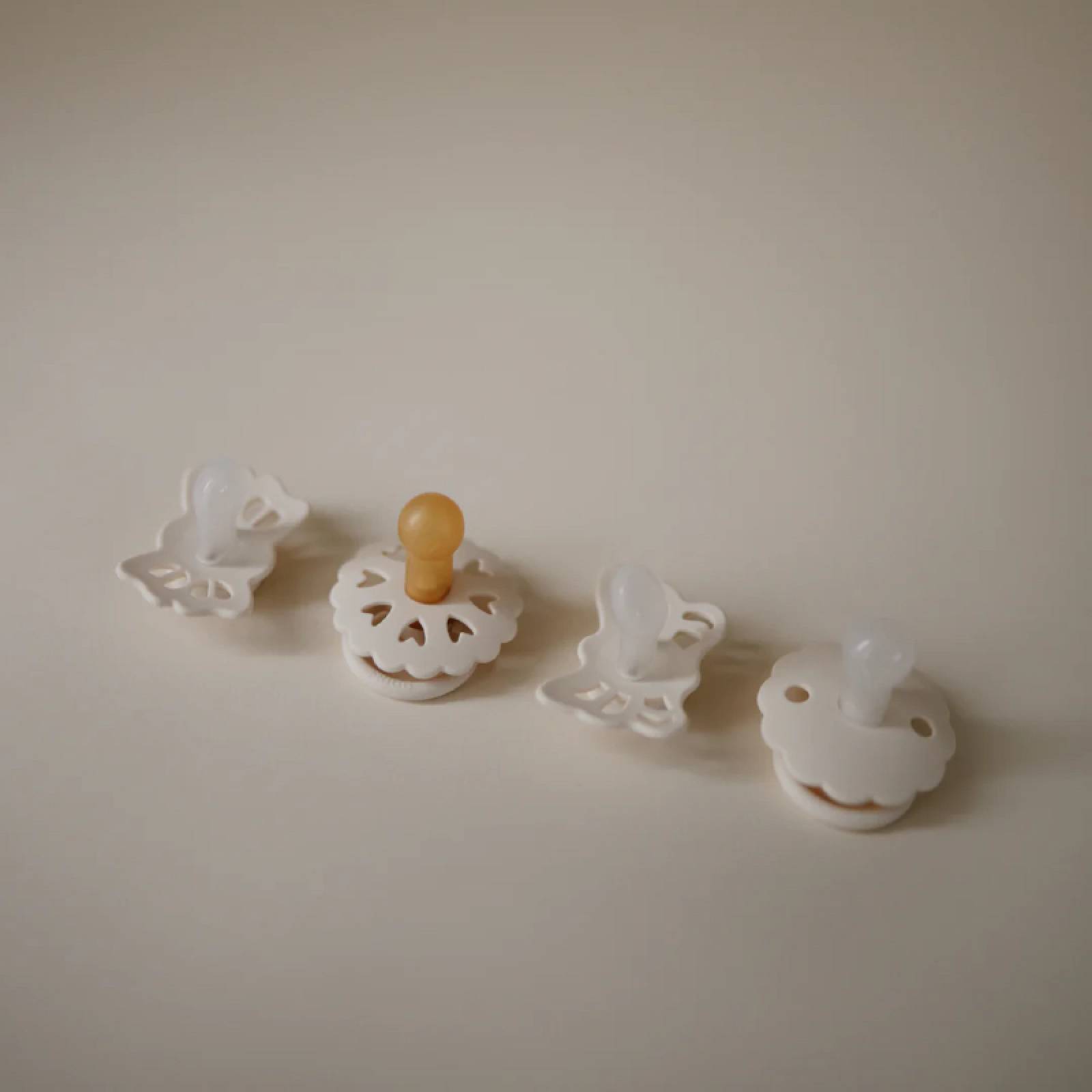 Set Of 4 First Dummy Pacifiers In Cream thumbnails