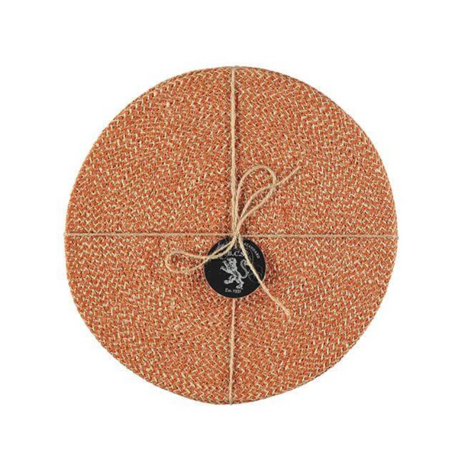 Set Of 4 Jute Placemats In Tangerine 27cm