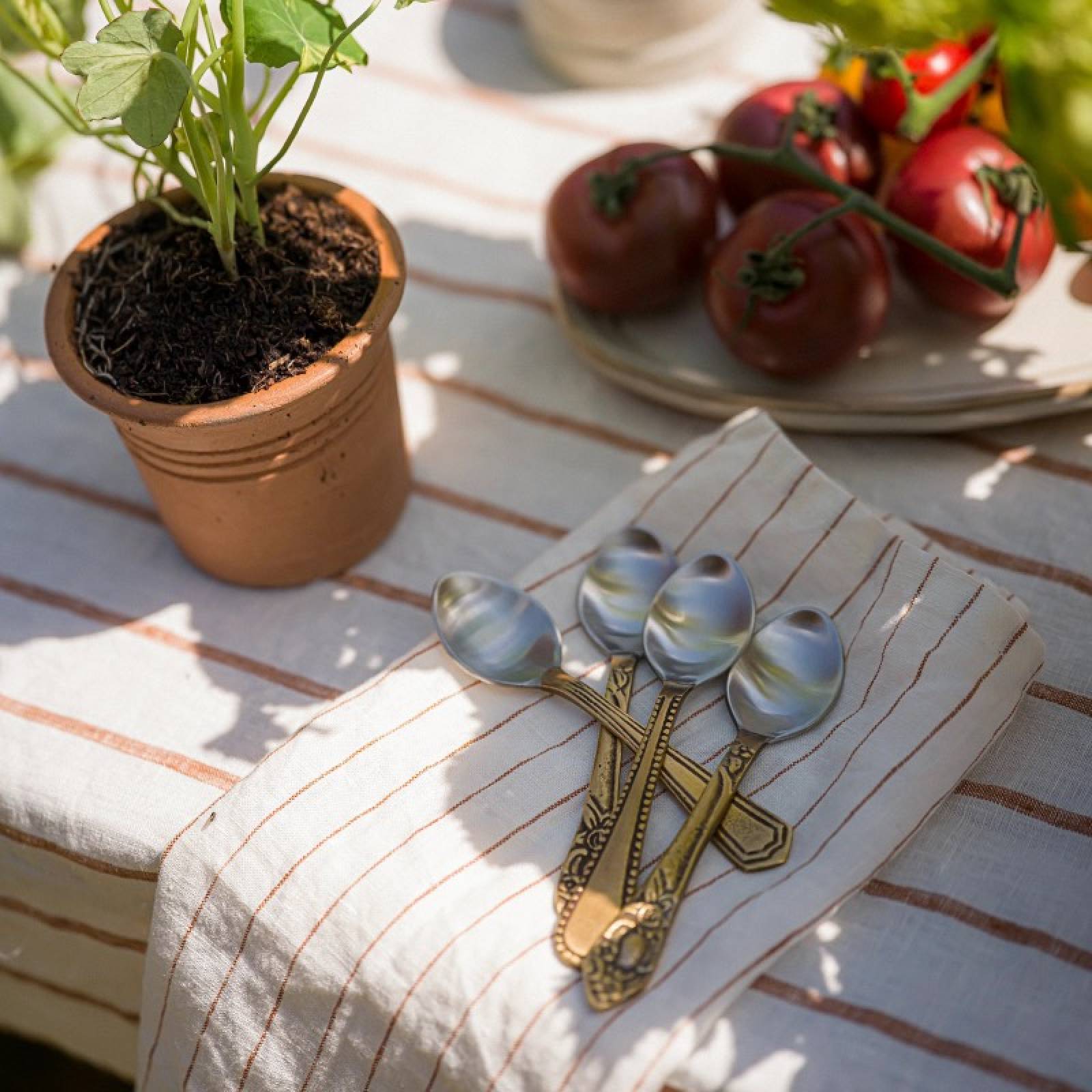 Set Of 4 Teaspoons In Vintage Style Brass thumbnails