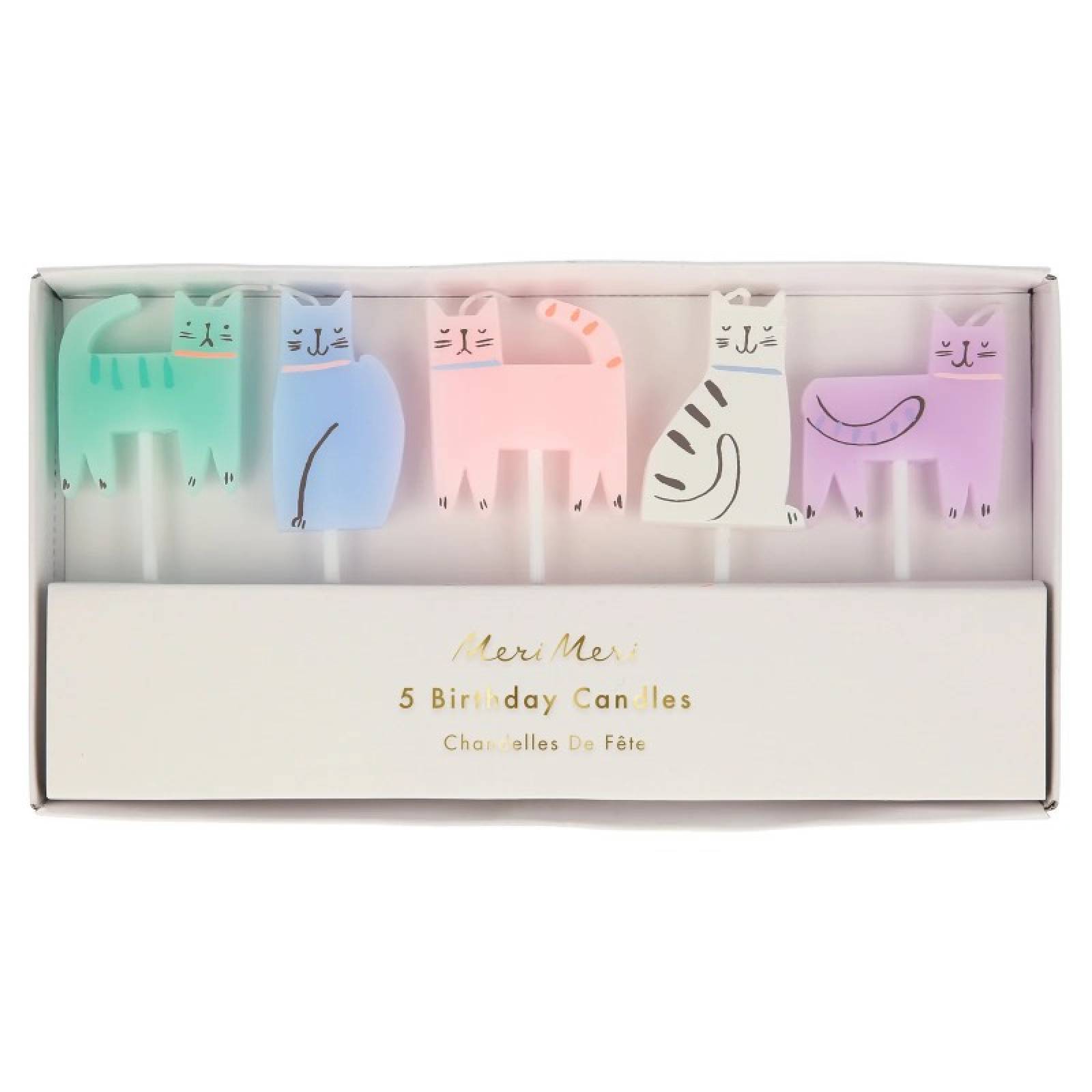 Set Of 5 Cat Shaped Cake Candles