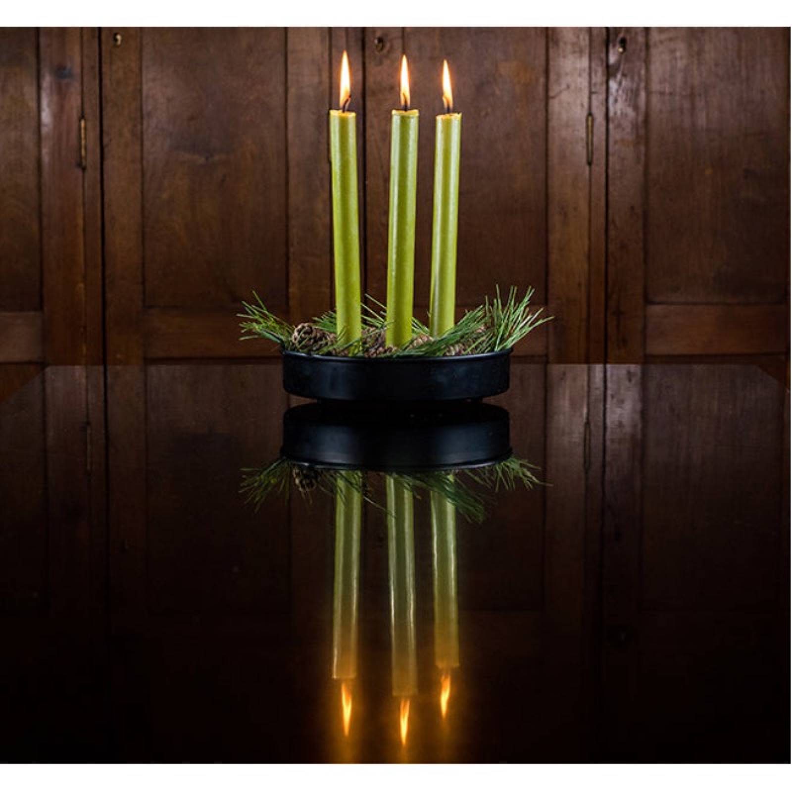 Set Of 6 Eco Dinner Candles In Olive Green thumbnails