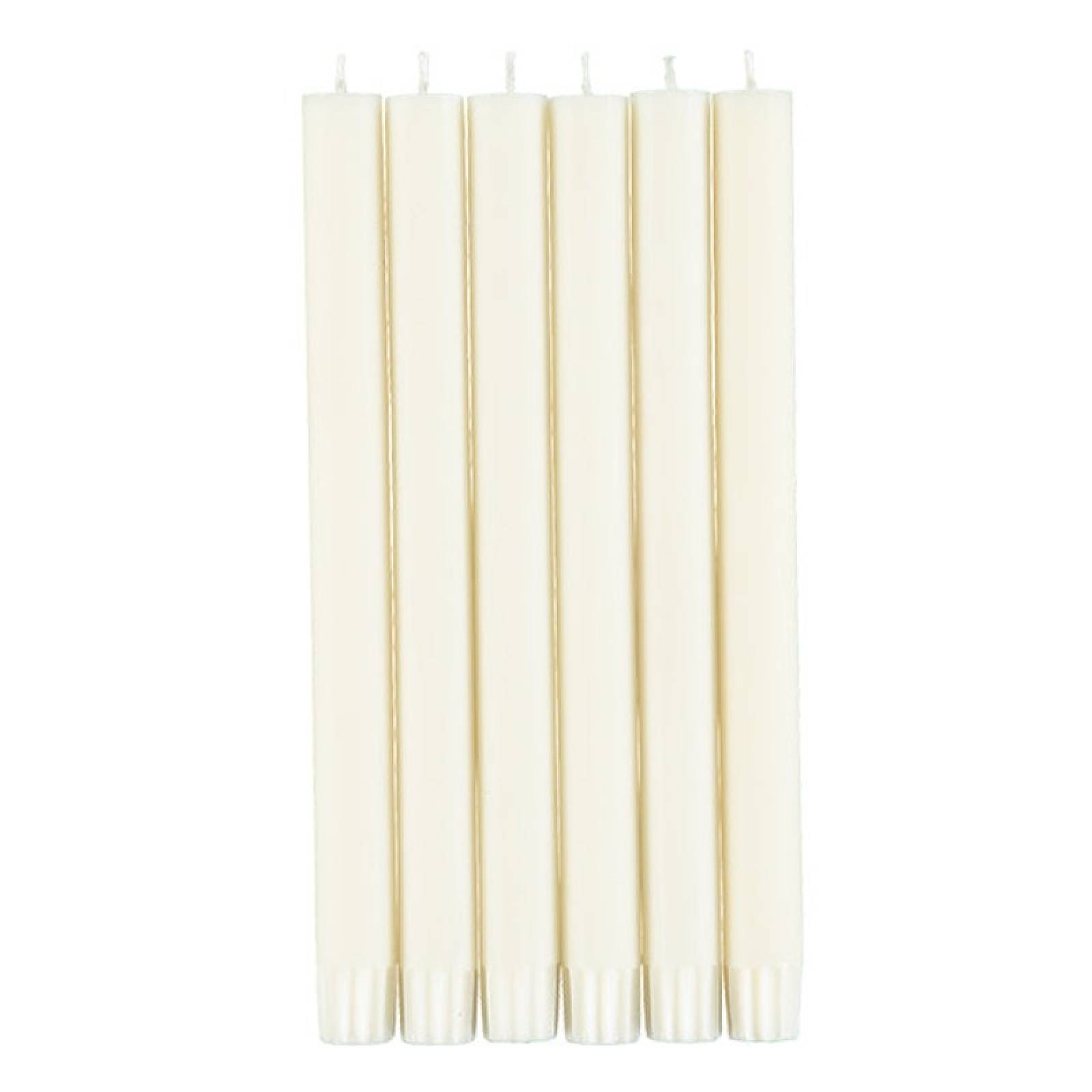 Set Of 6 Eco Dinner Candles In Pearl White thumbnails