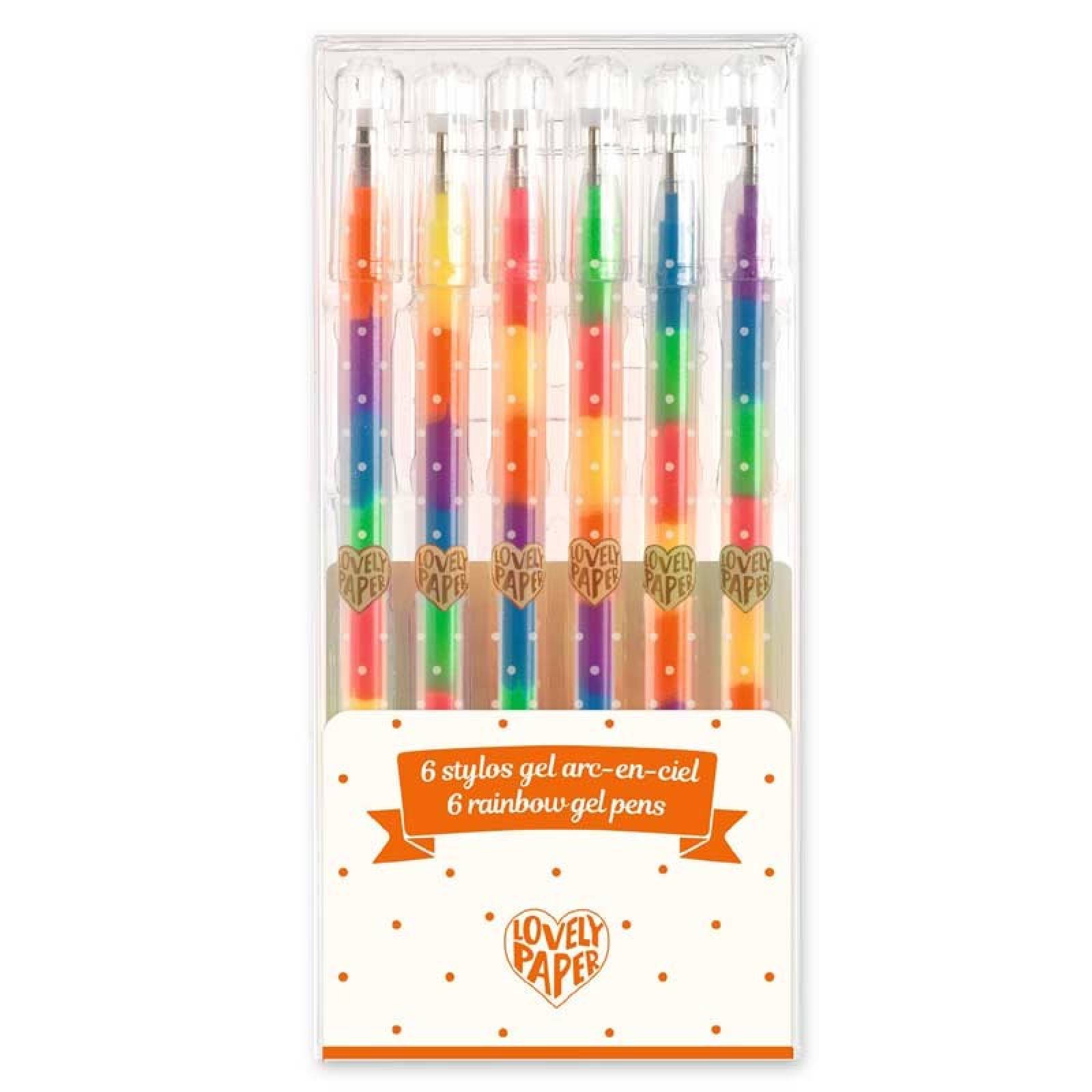 Set Of 6 Rainbow Gel Pens By Djeco 6+
