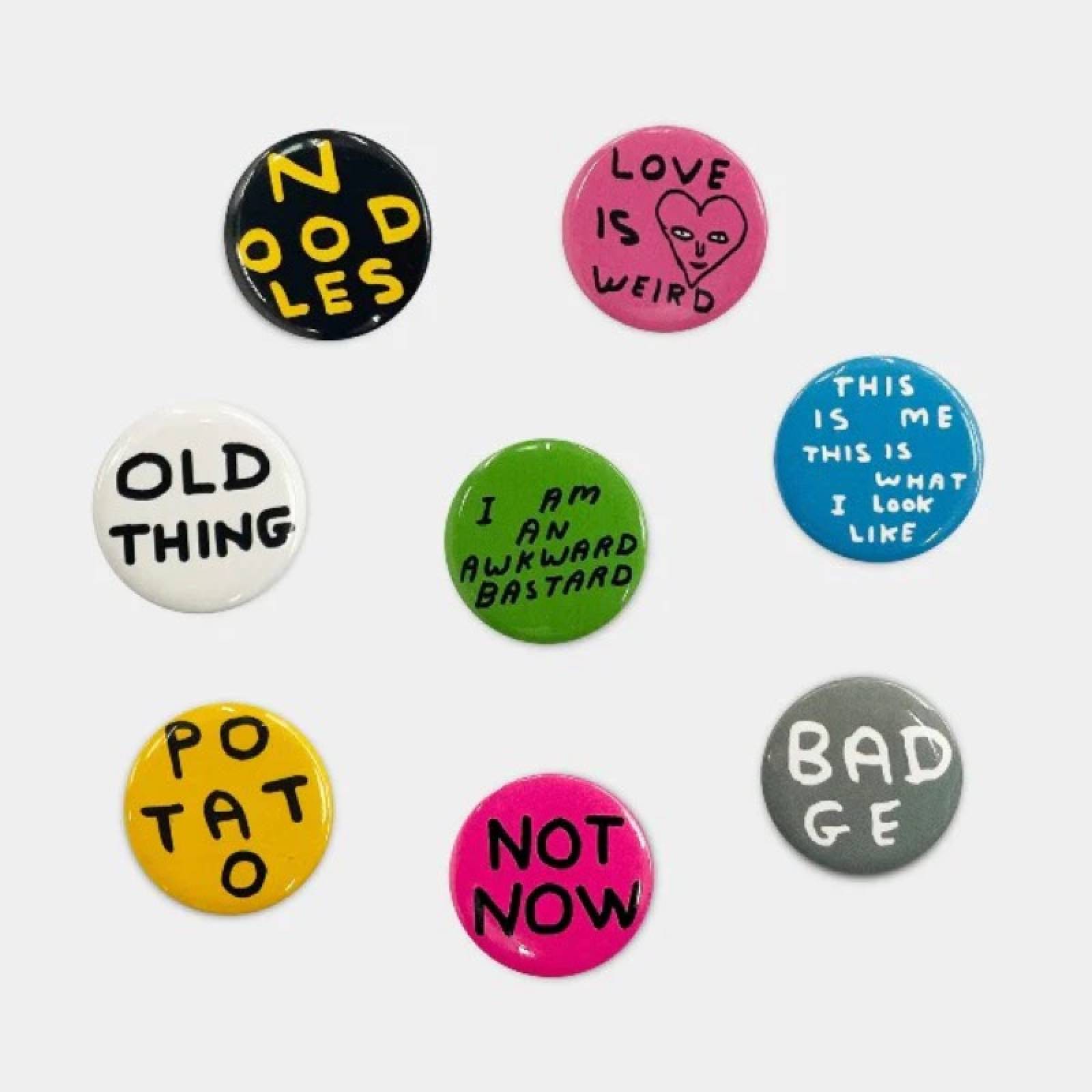 Set Of 8 Badges By David Shrigley Set 2