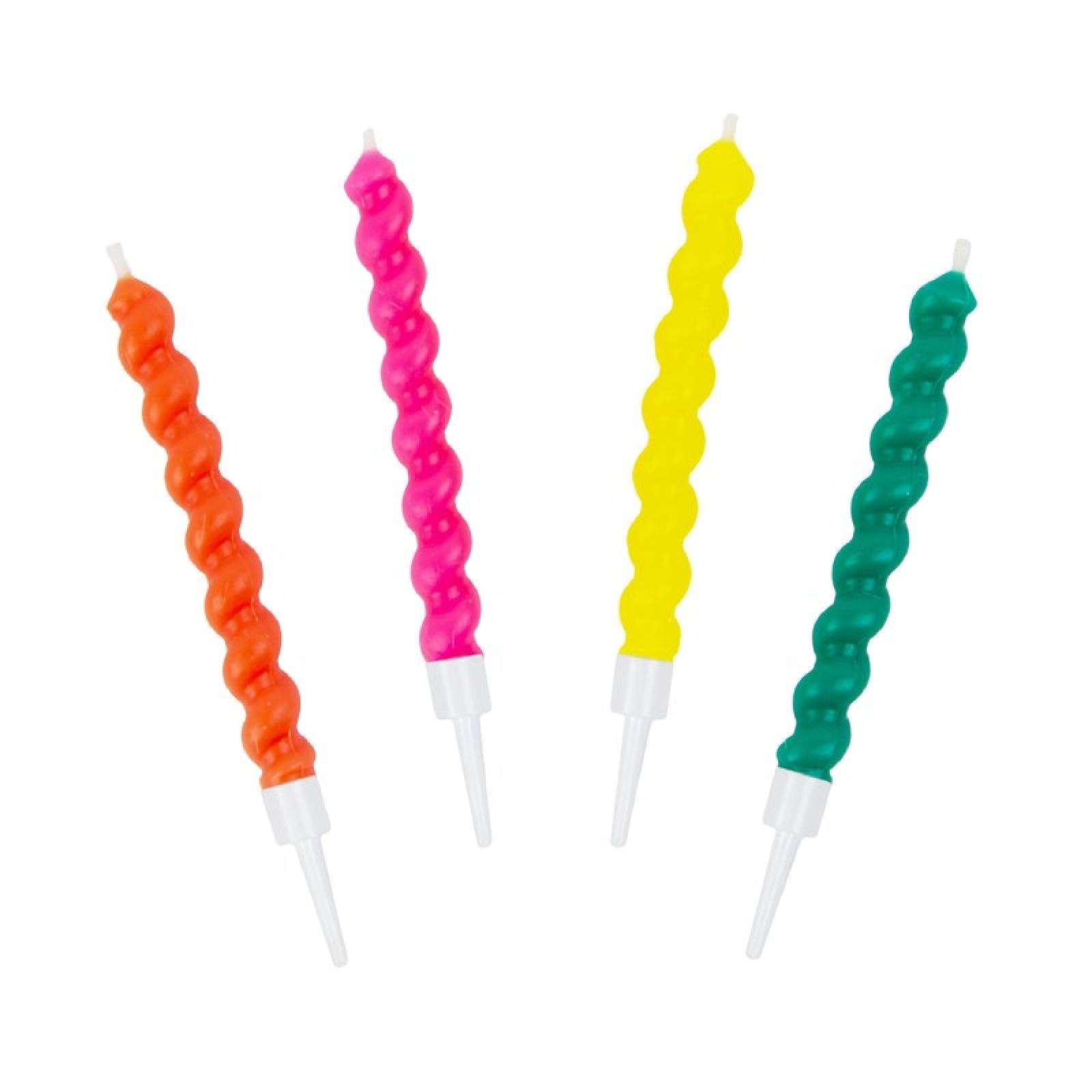 Set Of 8 Birthday Brights Twirl Candles