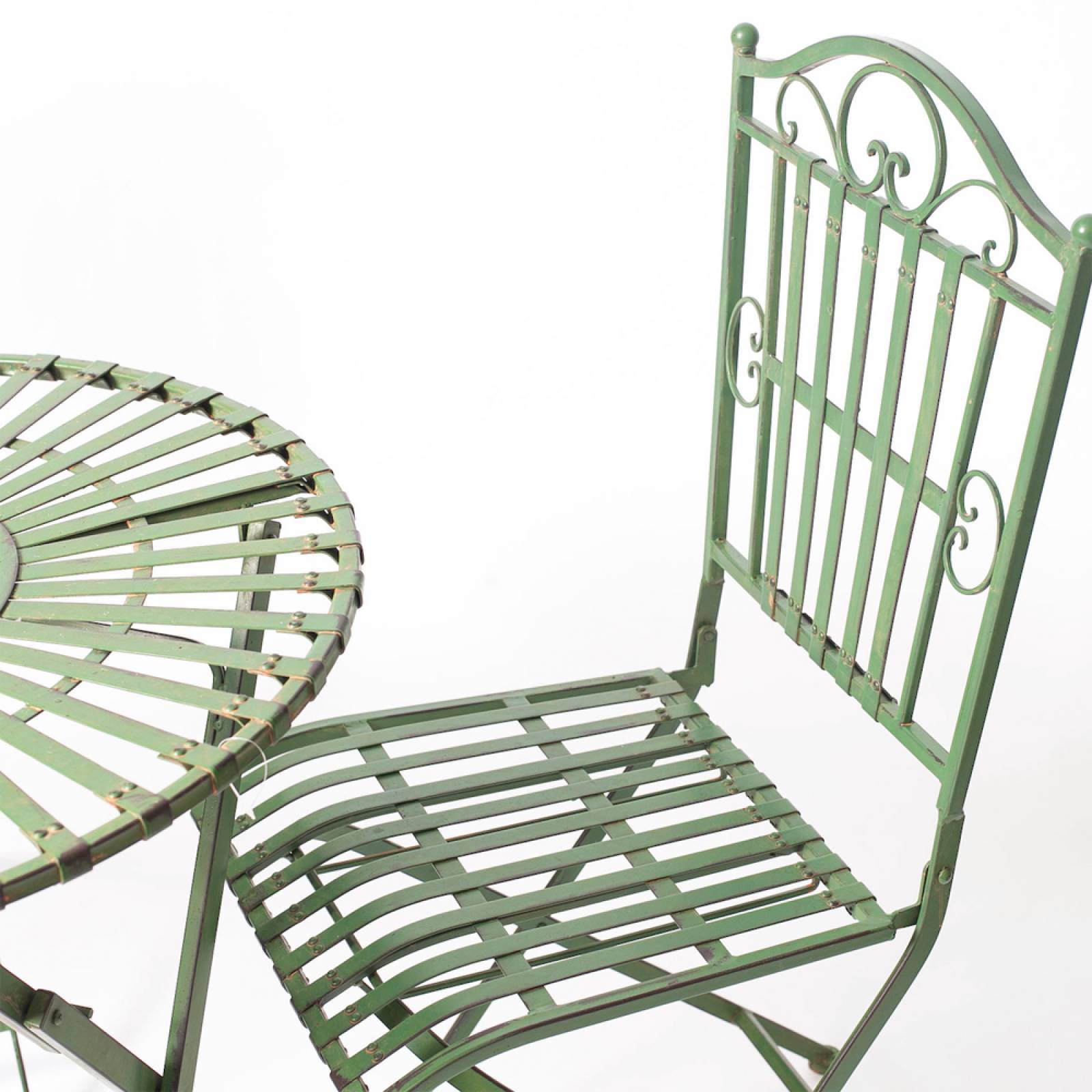 Set Of Metal Garden Table & 2 Chairs In Antique Green thumbnails