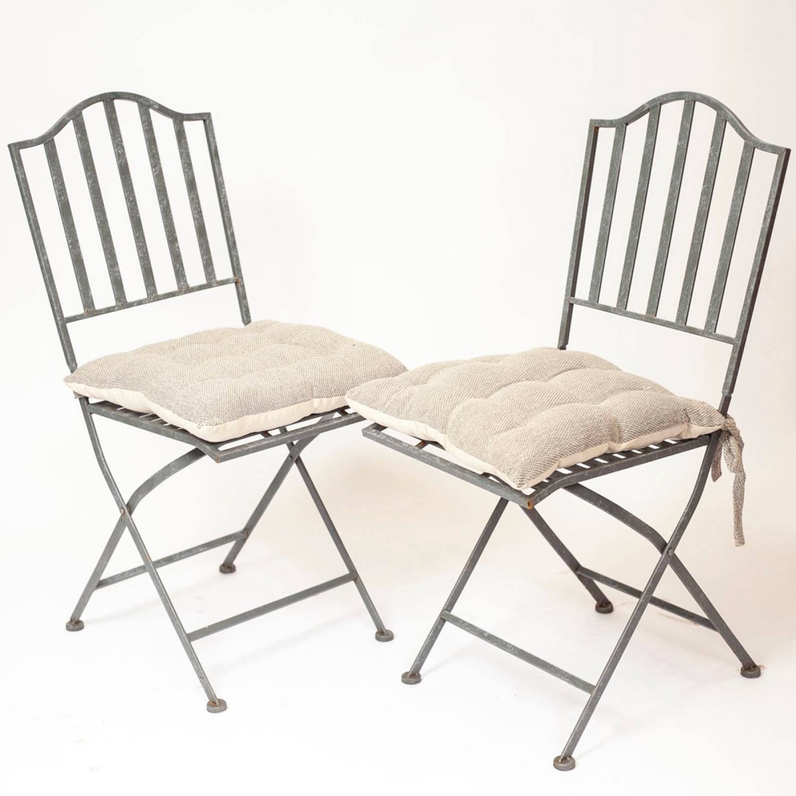 Set Of Grey Metal Garden Table & Two Chairs thumbnails