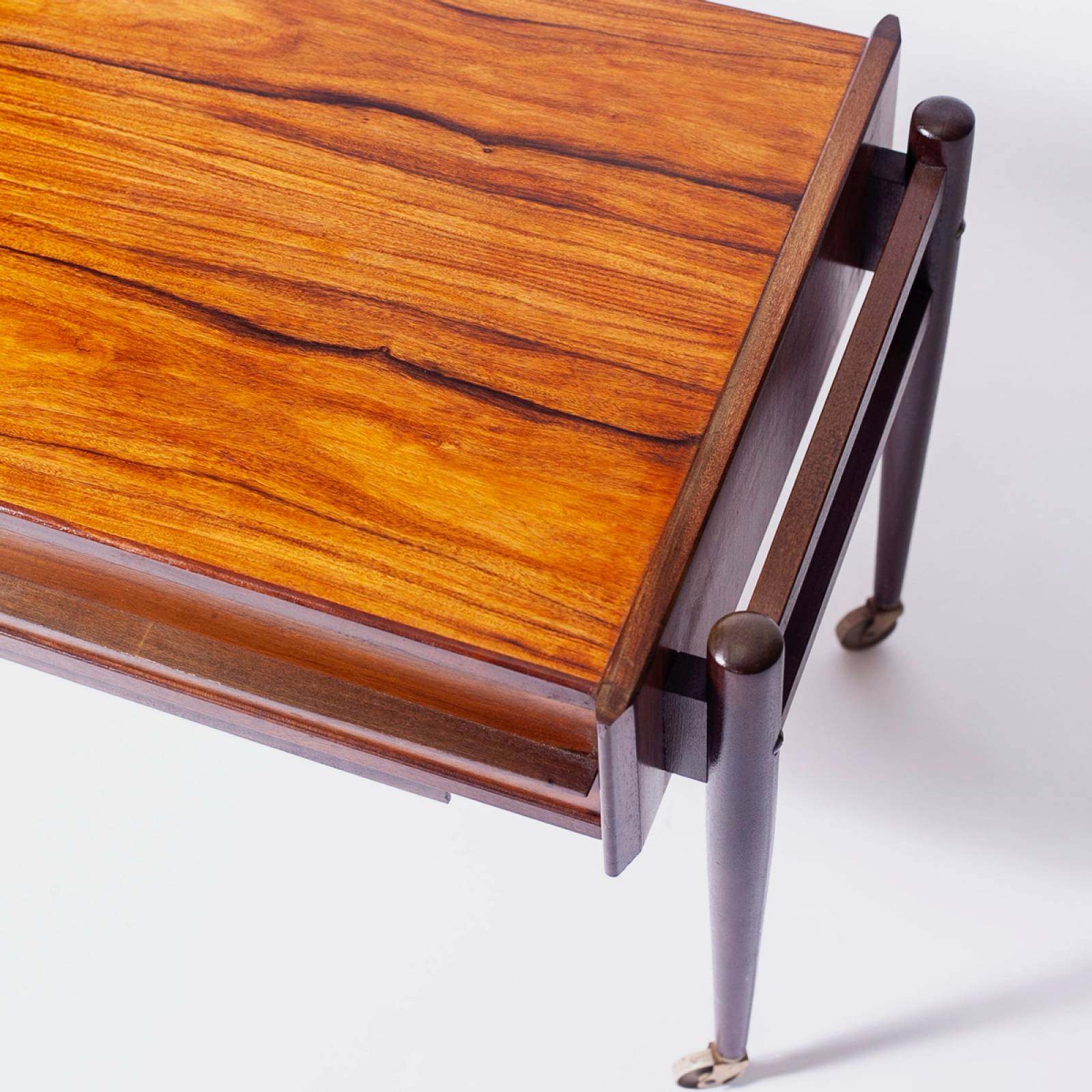 1960s Danish Rosewood Sewing Side Table On Castors thumbnails